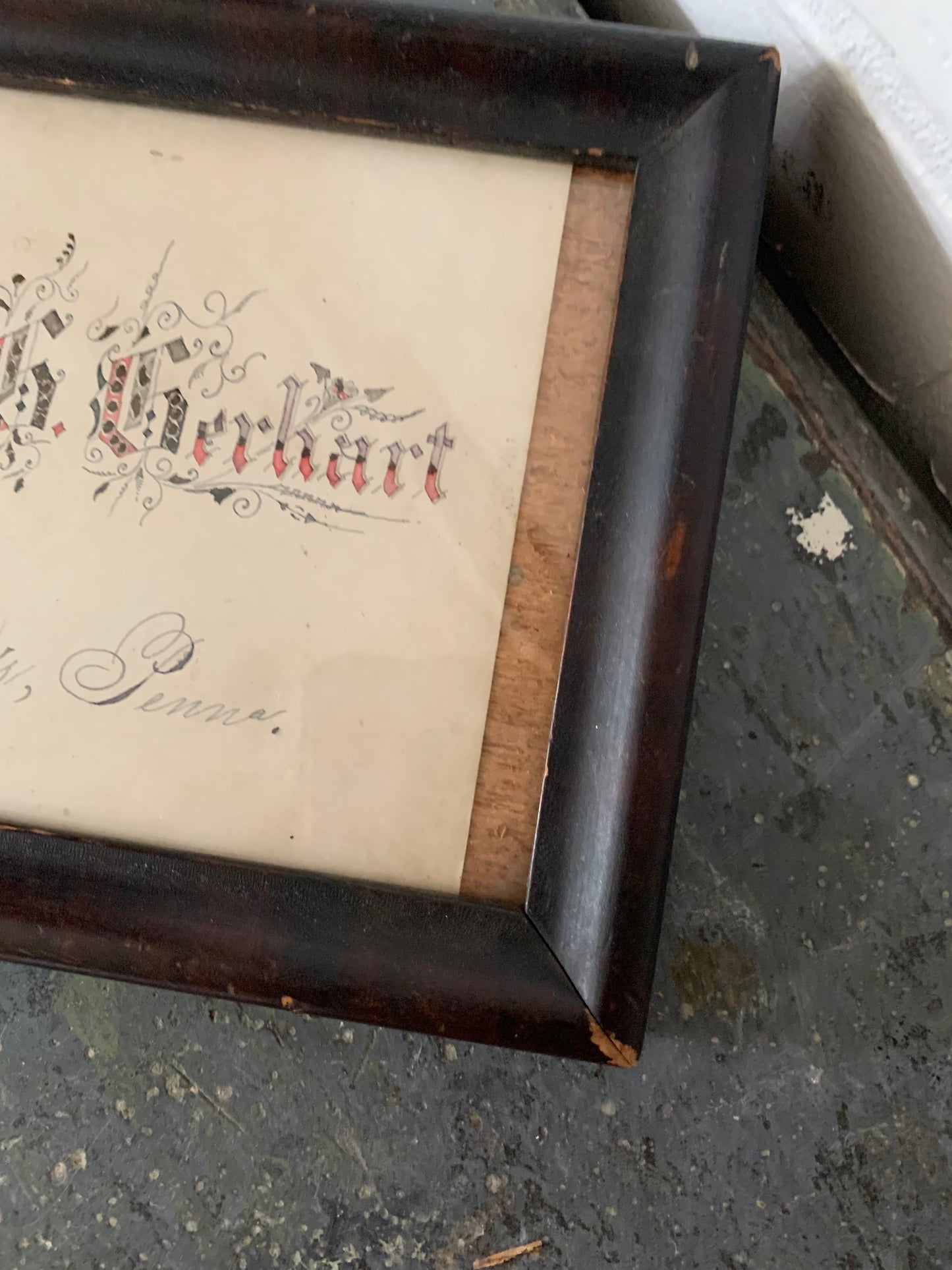 Antique framed penmanship
