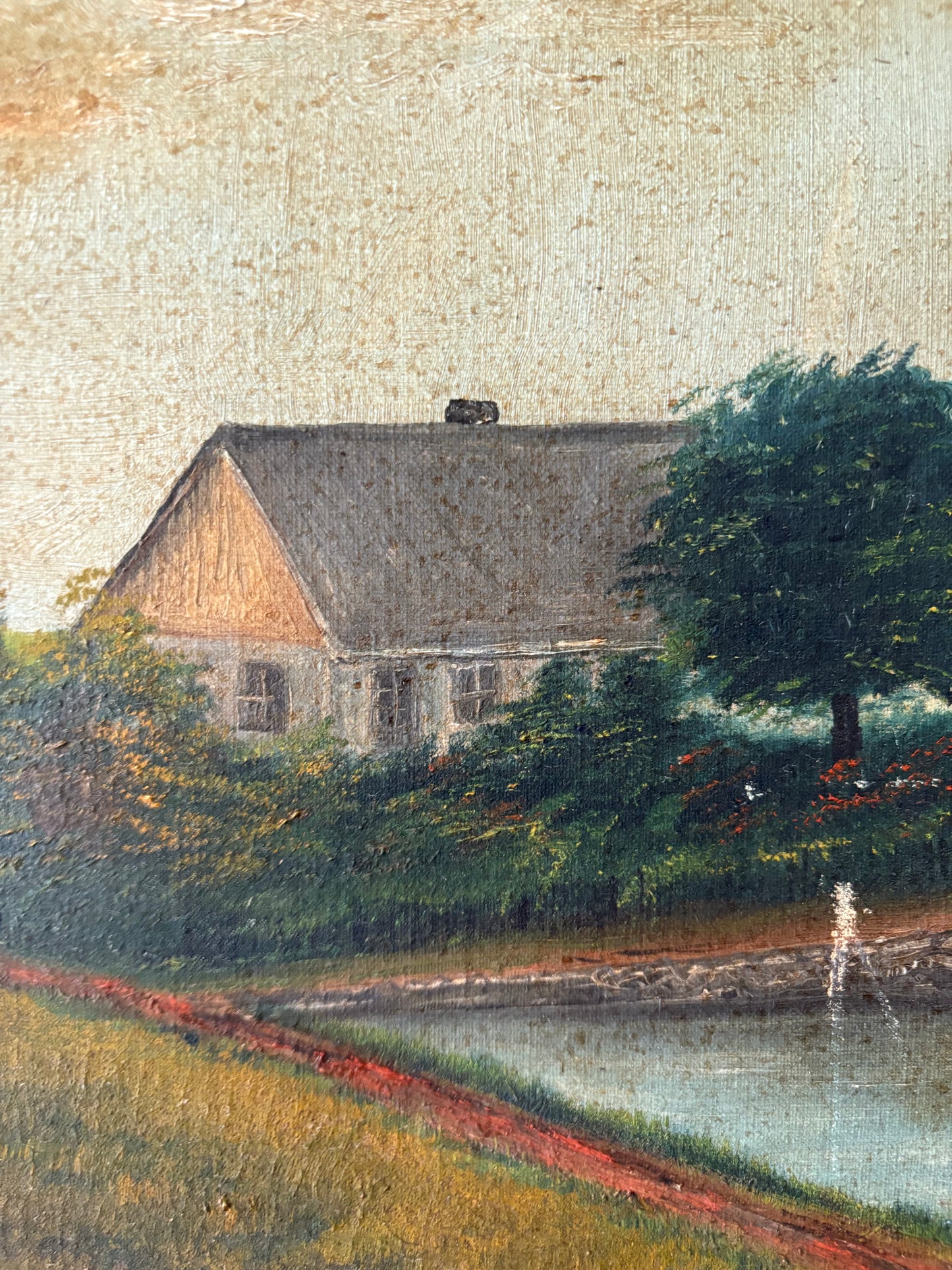 Antique landscape oil painting on canvas