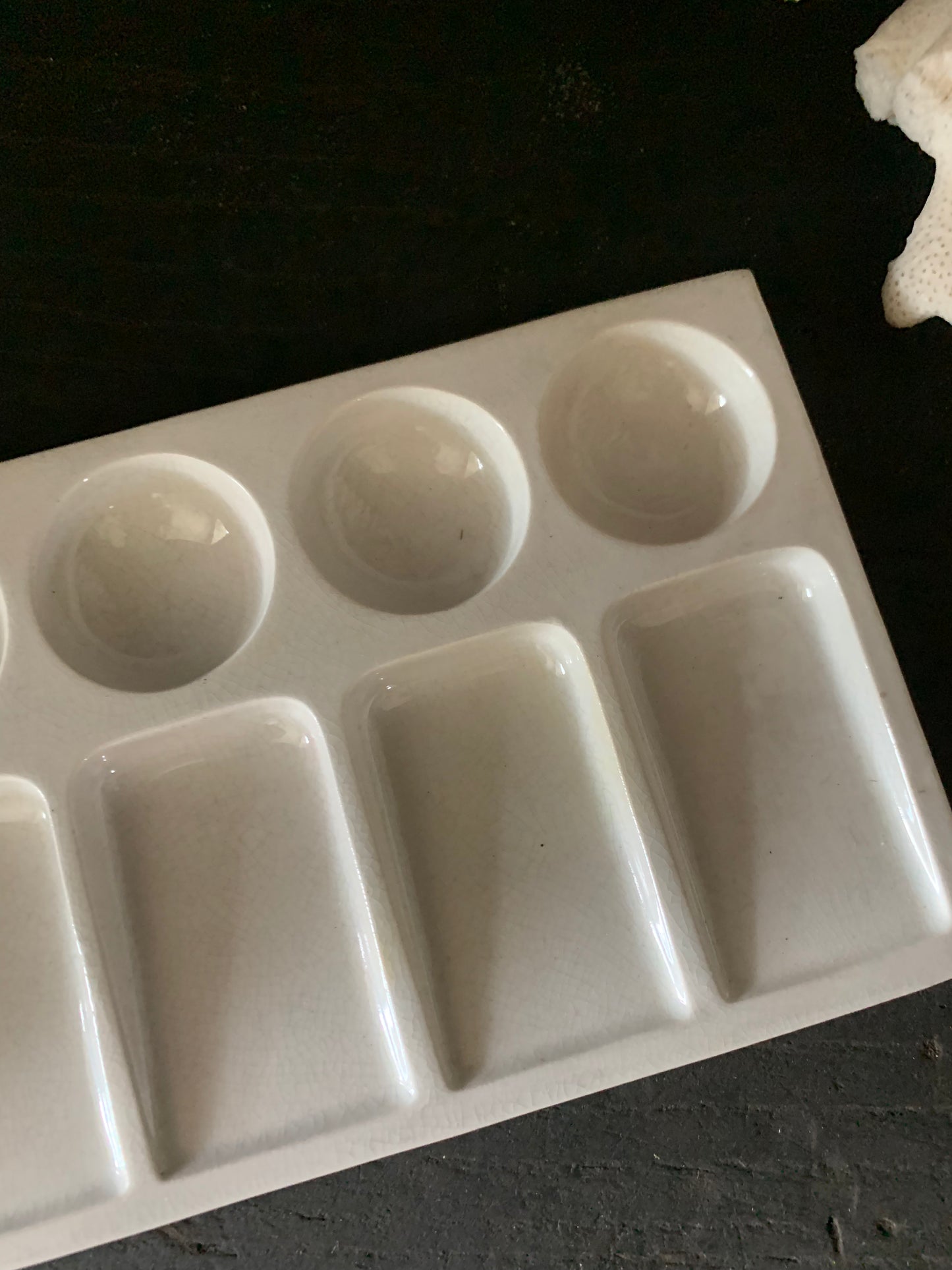 Vintage white stoneware artist paint pallet