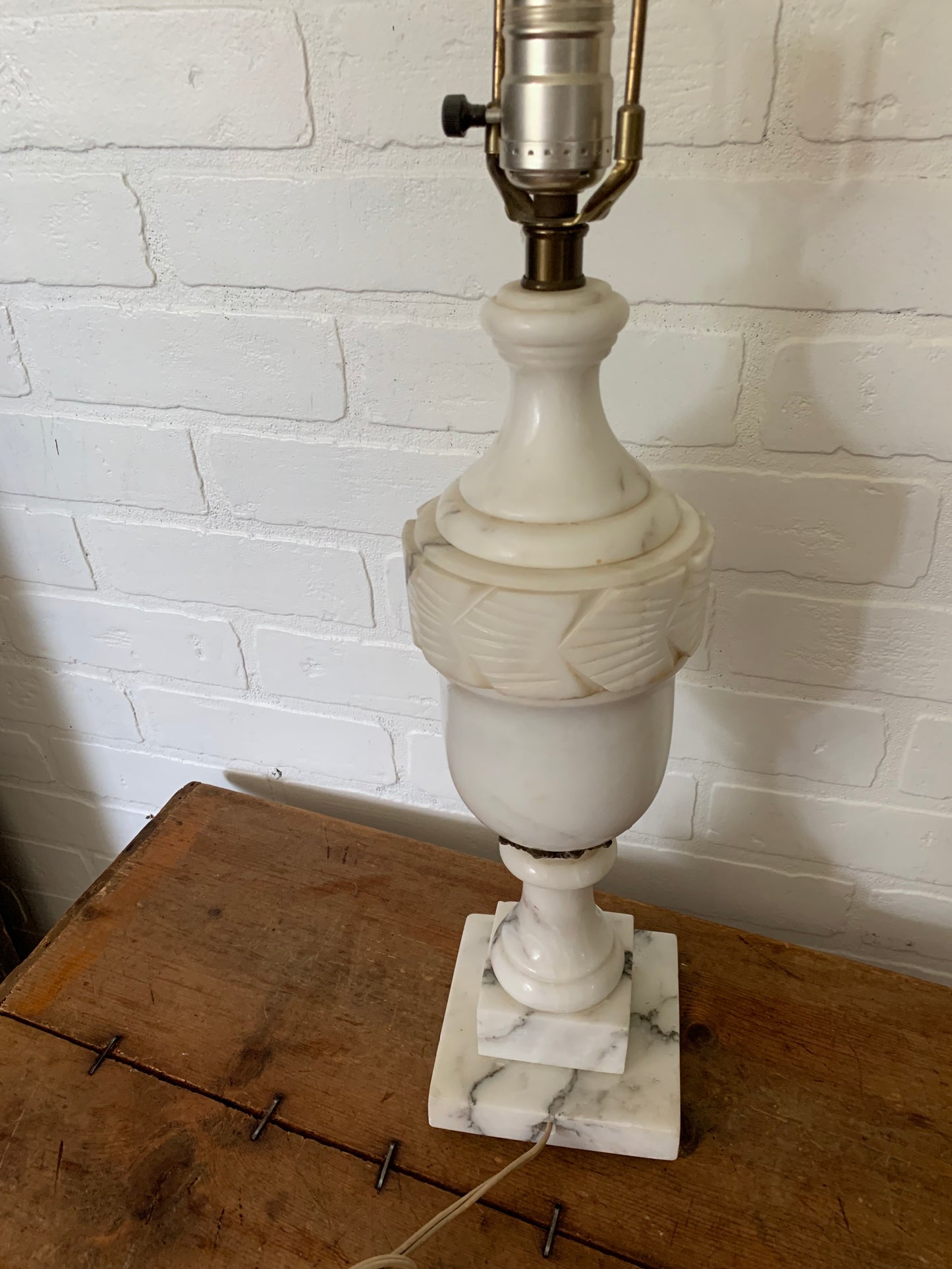 Antique large alabaster lamp