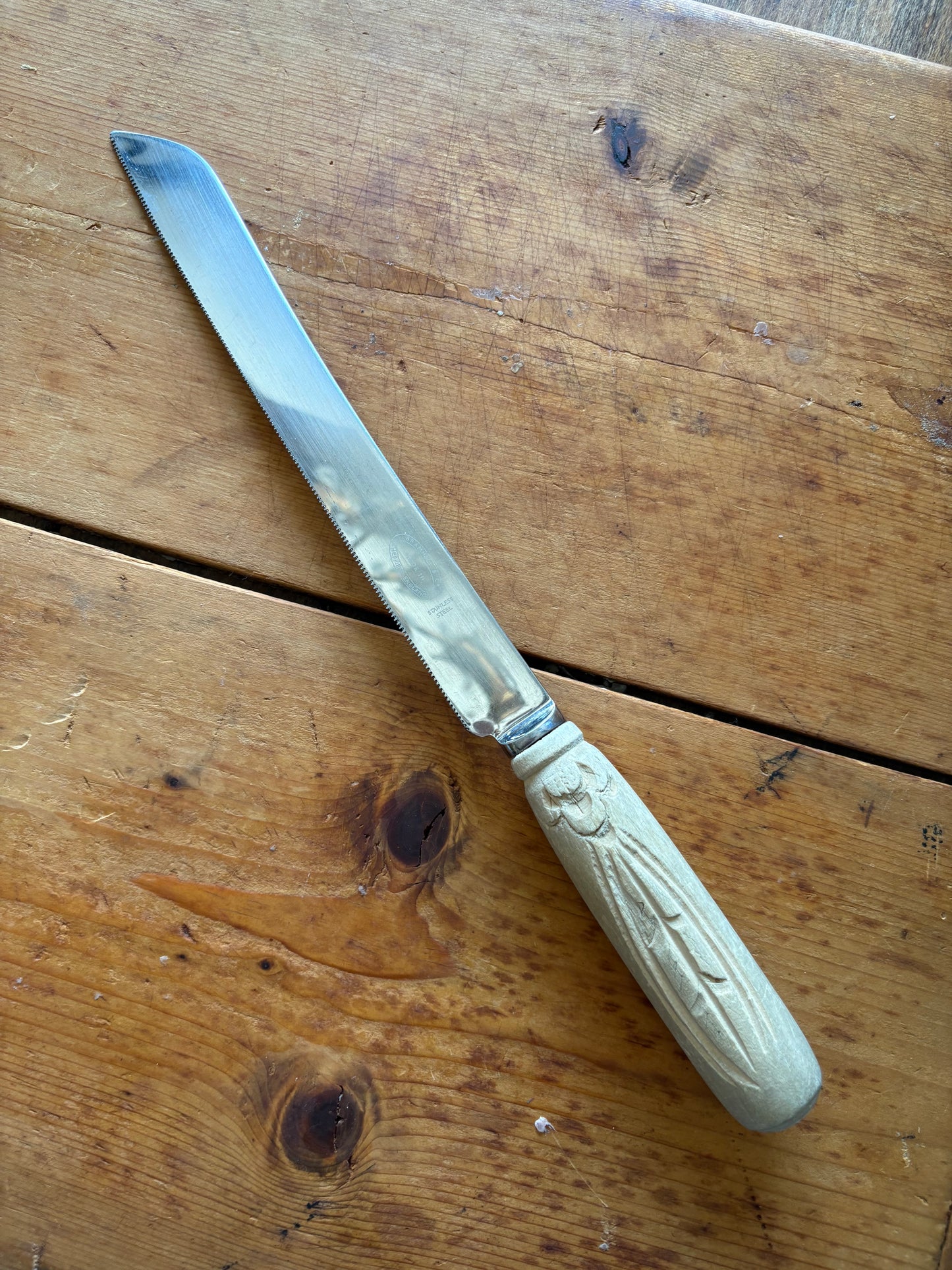 Antique carved bread knife