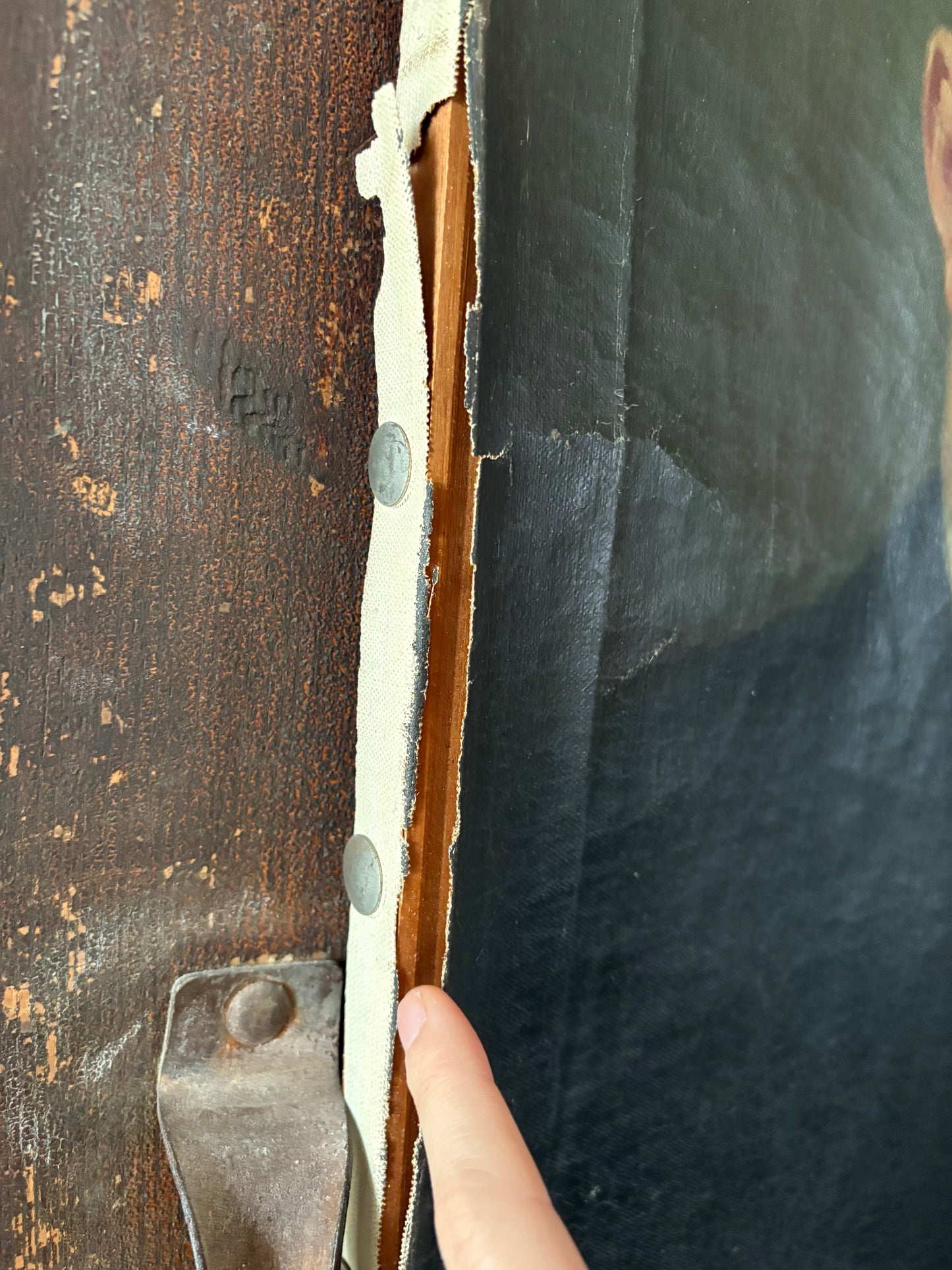 Vintage portrait painting of man on canvas