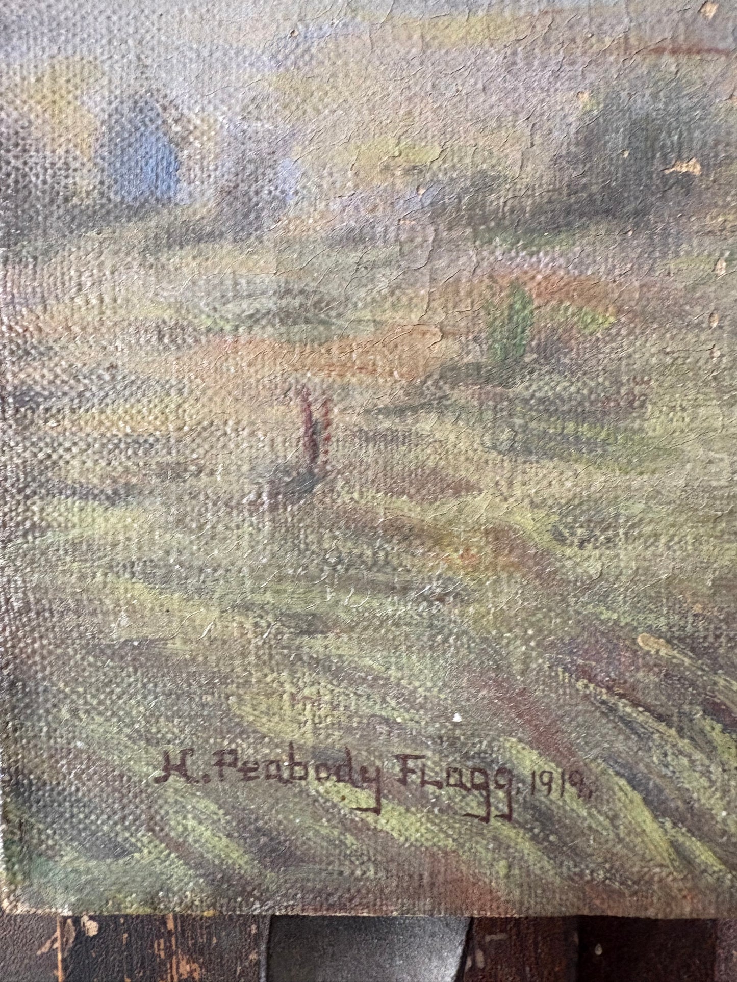 Antique signed 1919 sheep painting