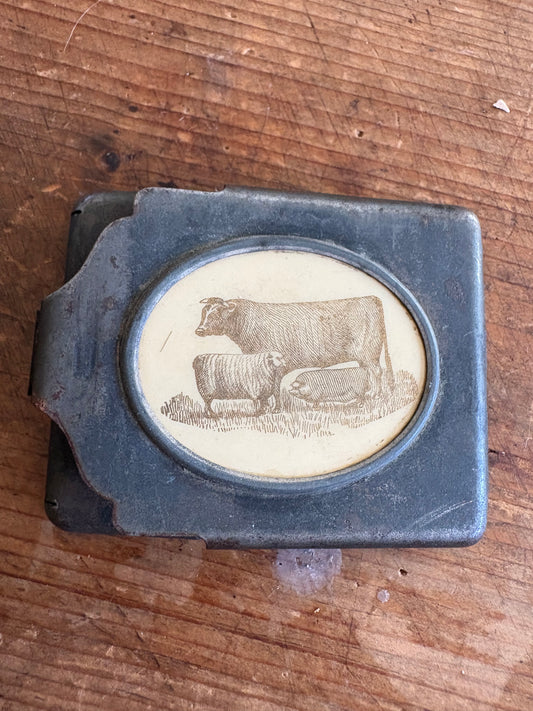 Antique 1800s rare livestock matchbox holder