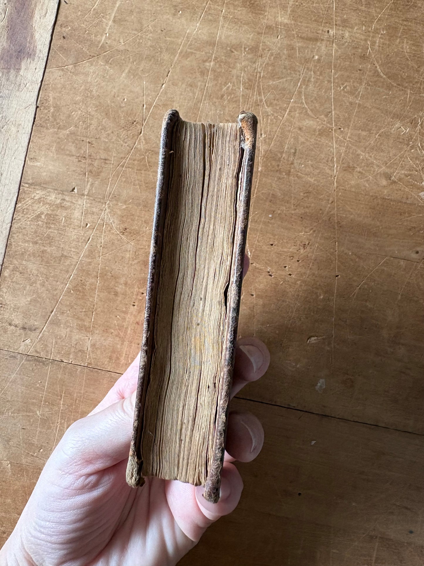 1831 second edition of "The New and Improved Camp Meeting Hymn Book” leather book