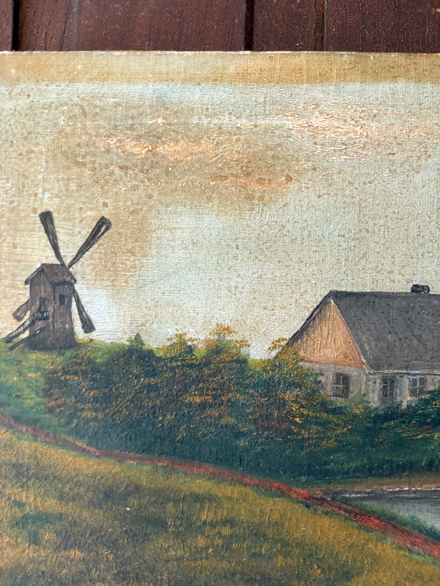 Antique landscape oil painting on canvas