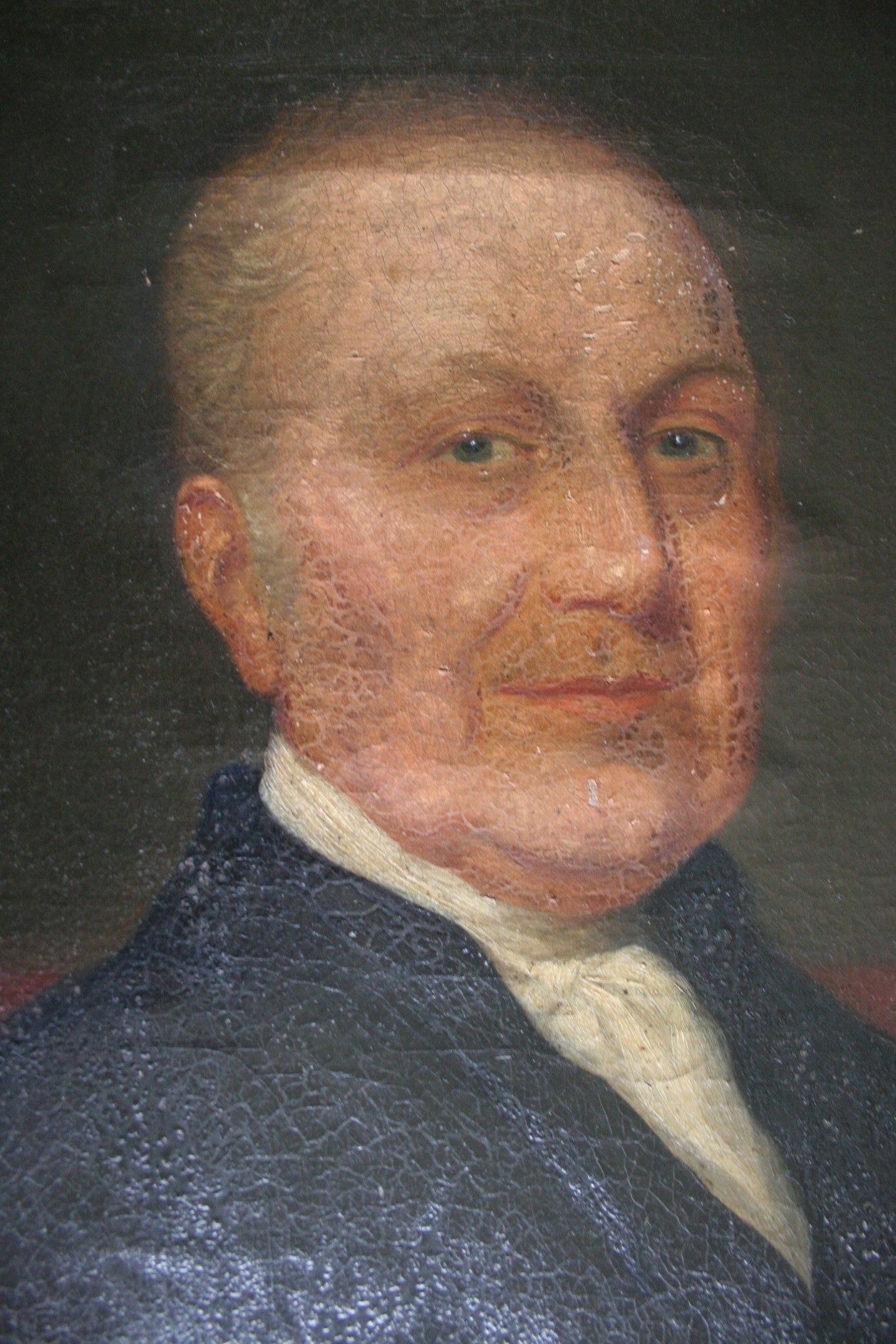 Antique large portrait painting of gentleman on canvas in frame