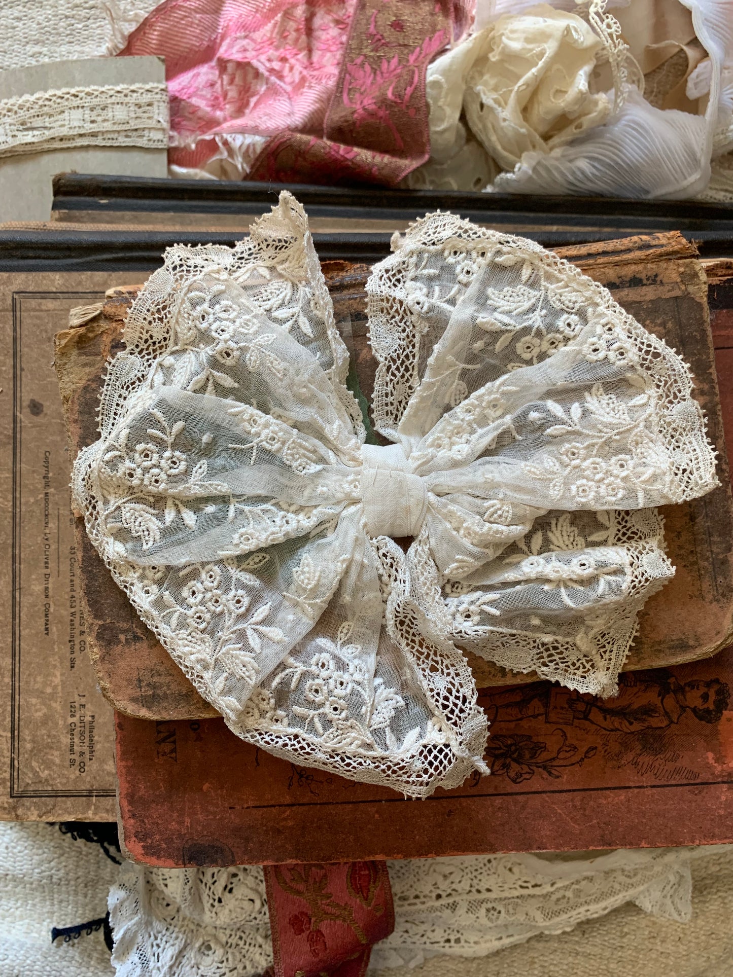 Antique French lace bow