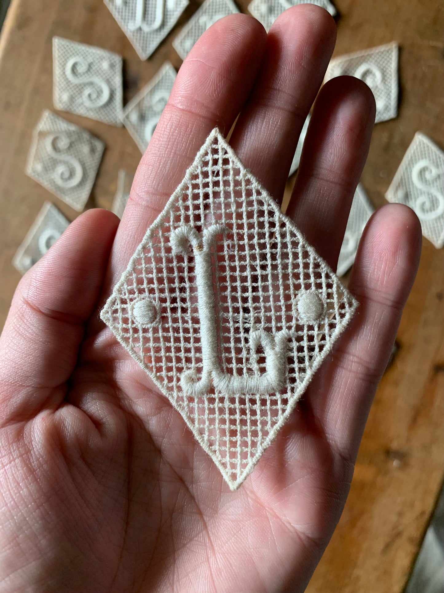 Vintage lace monogram lettering