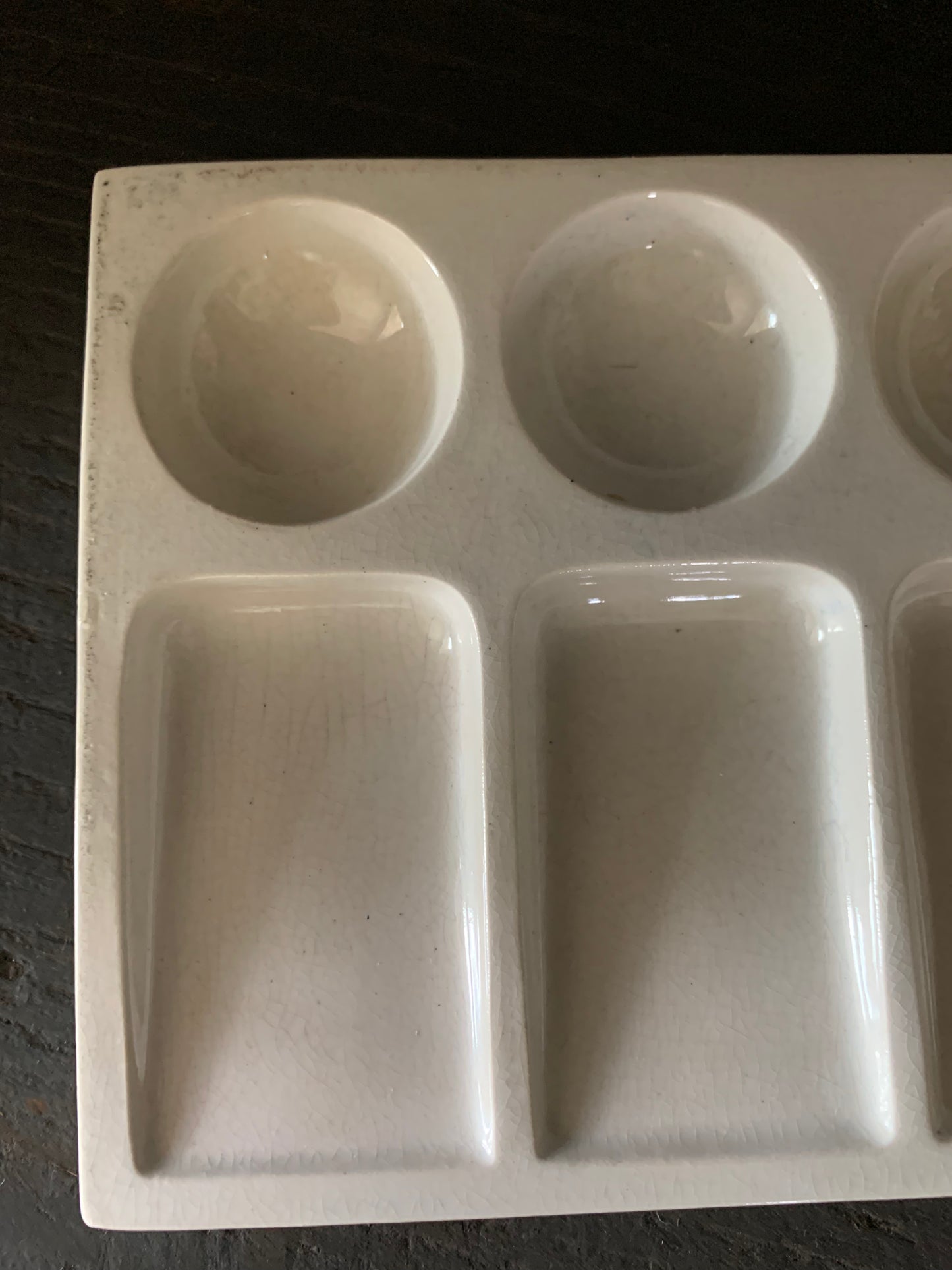 Vintage white stoneware artist paint pallet