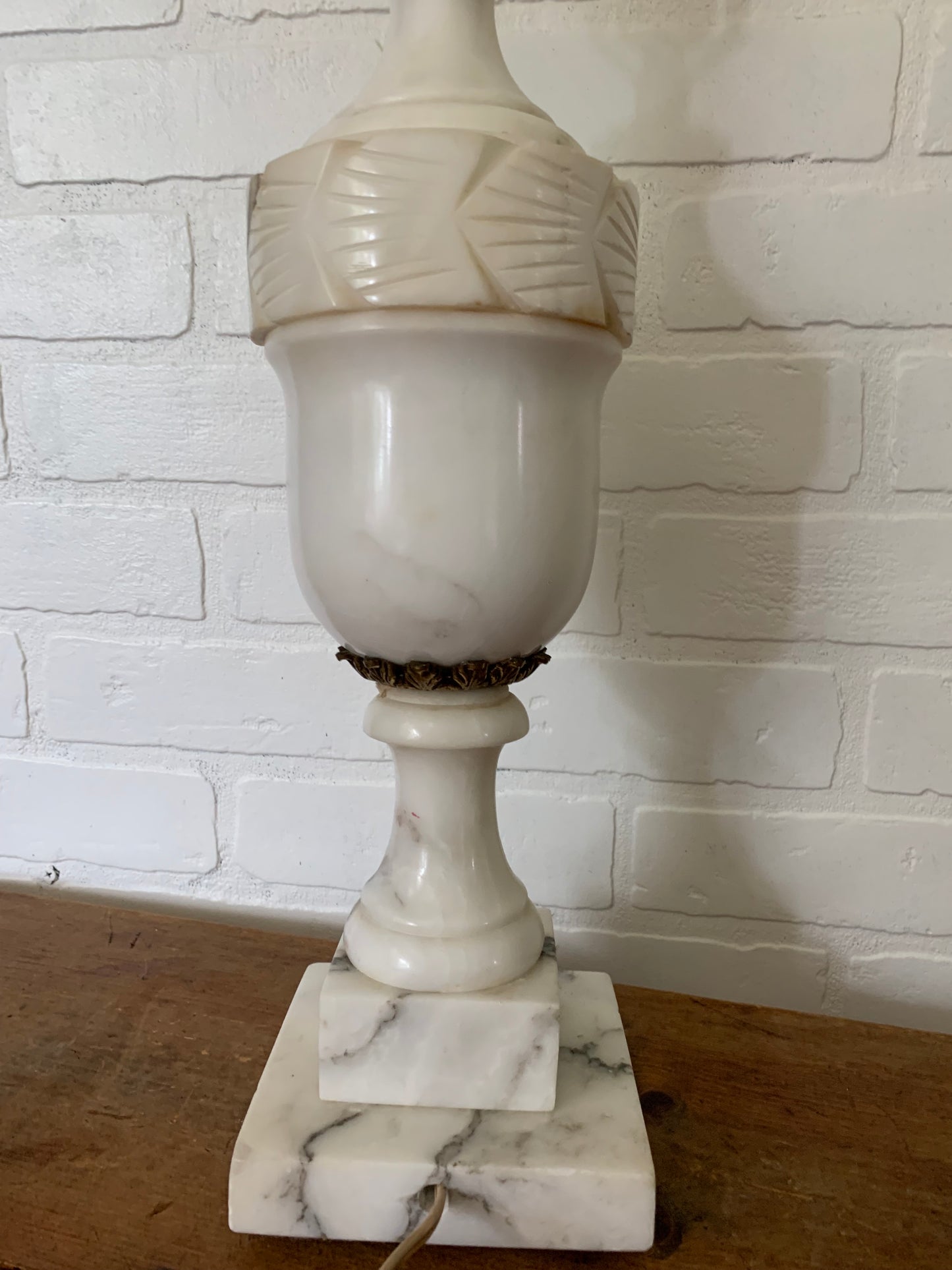 Antique large alabaster lamp