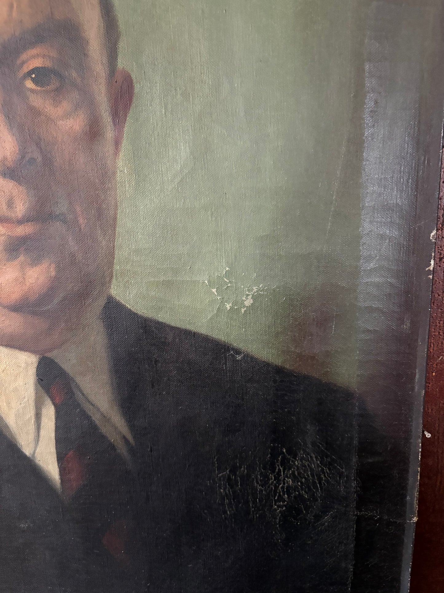 Vintage portrait painting of man on canvas