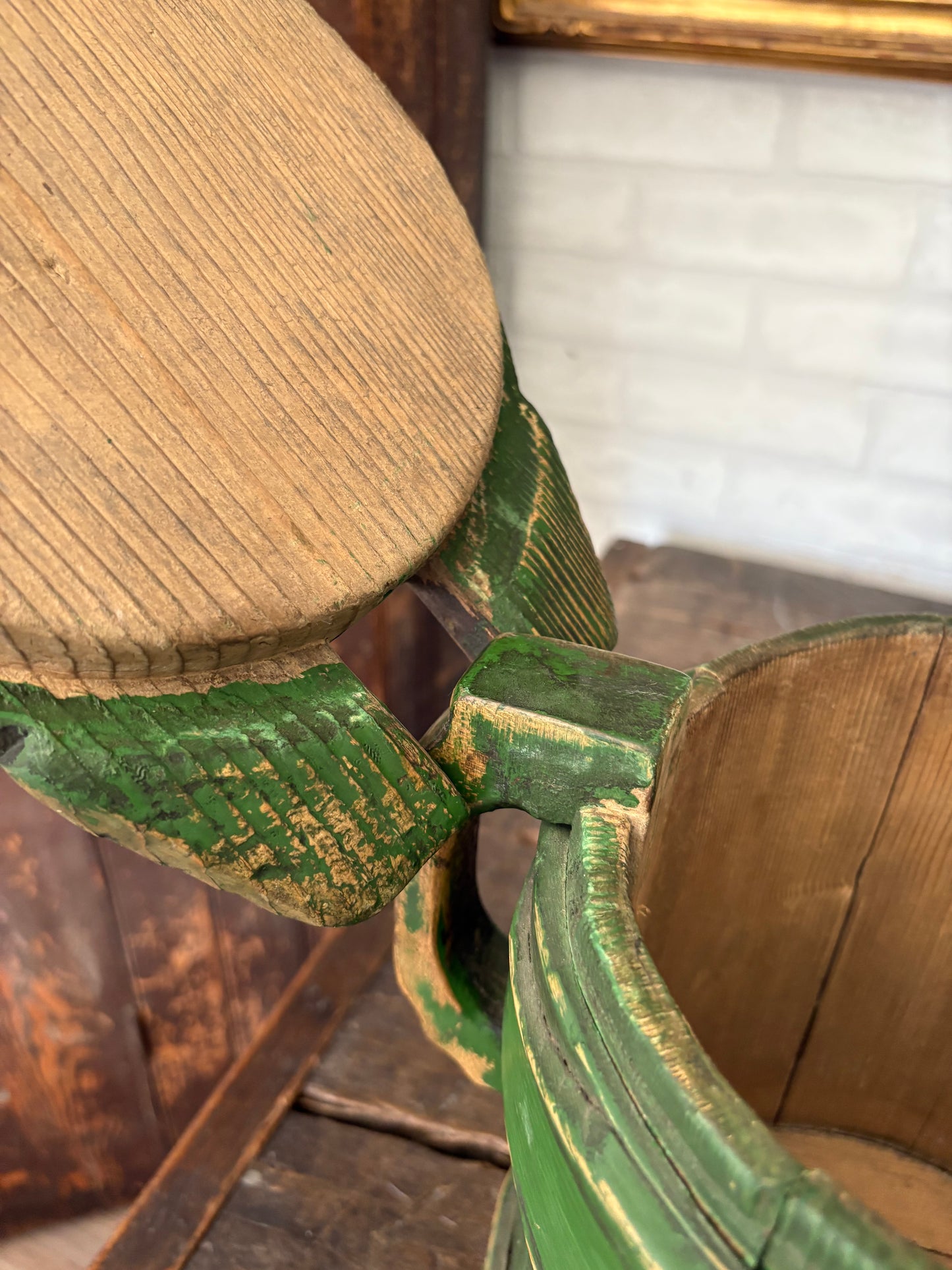 Antique wooden green tankard