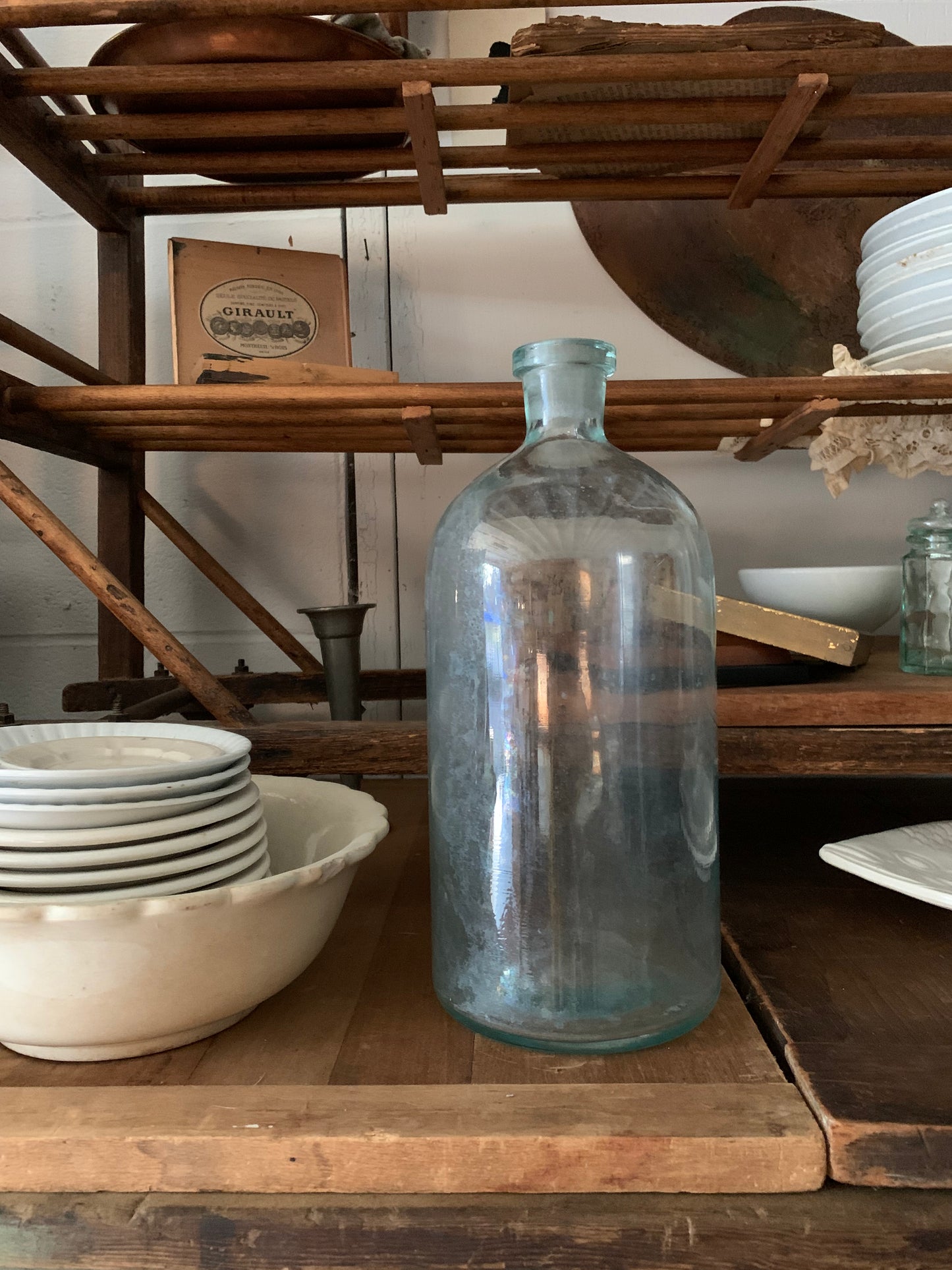 Antique large aqua bottle