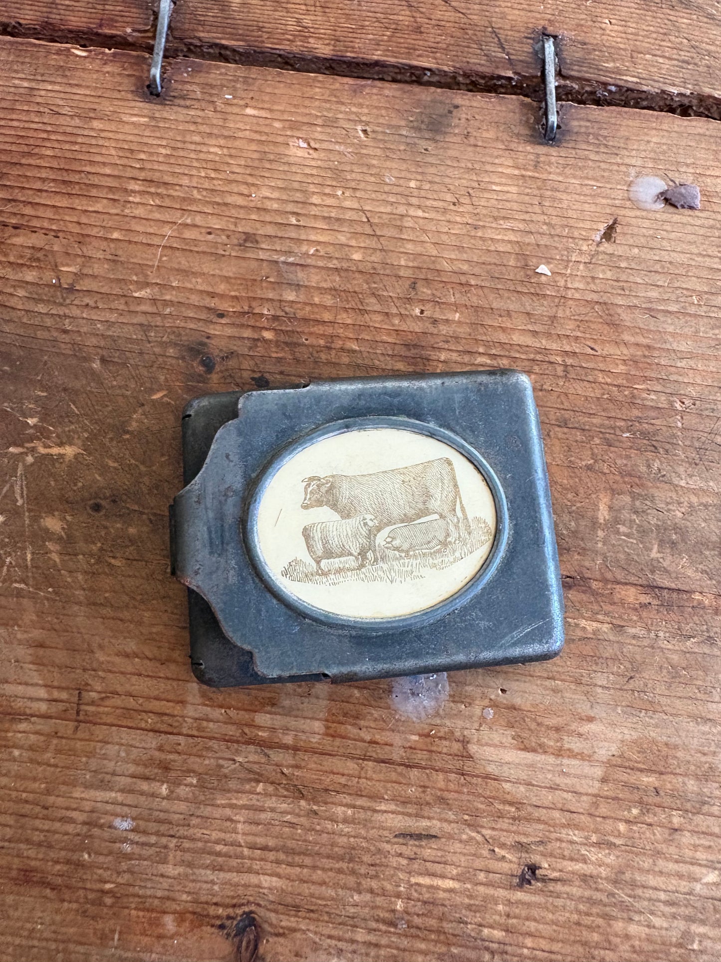 Antique 1800s rare livestock matchbox holder
