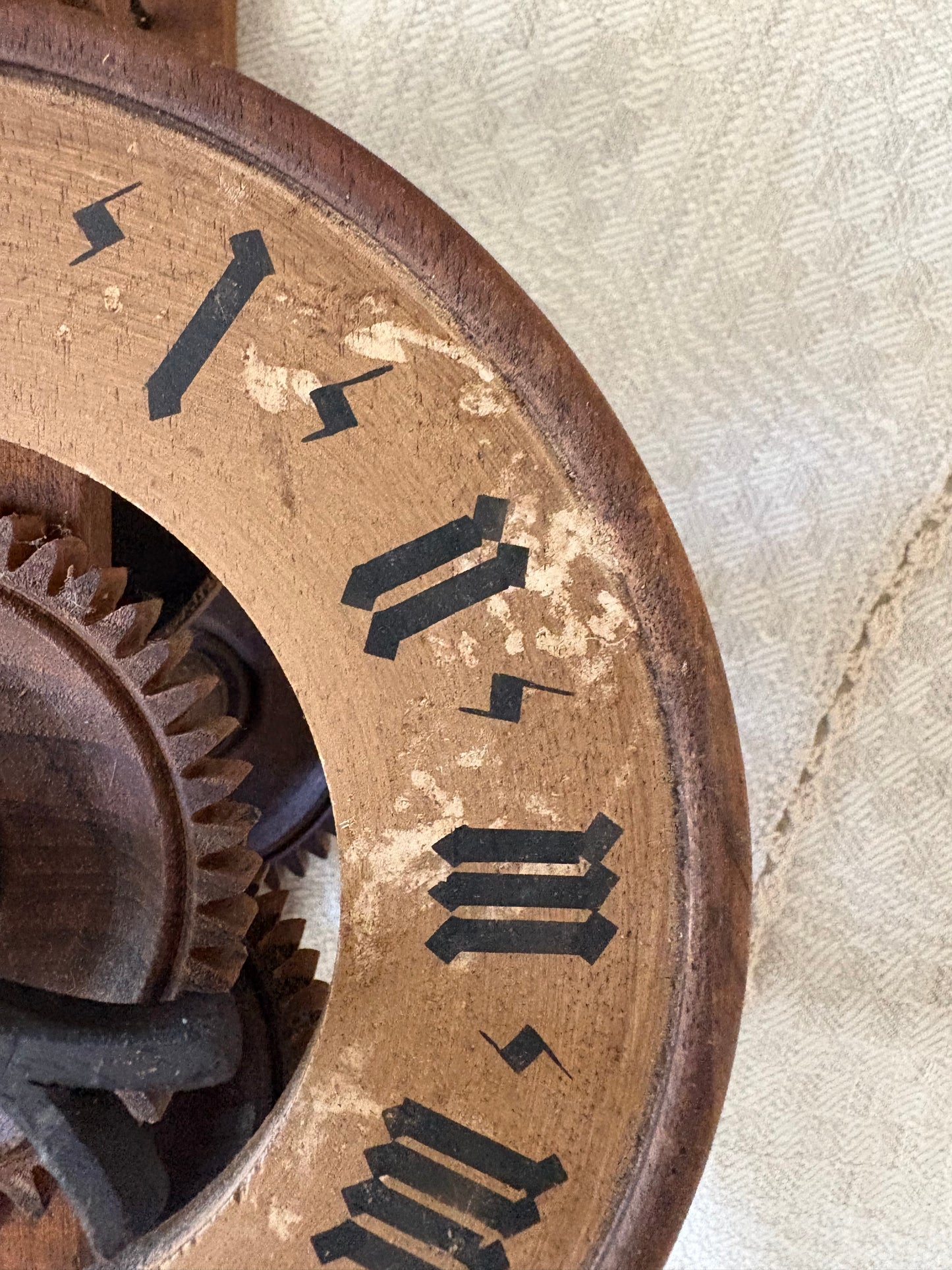 Vintage folk art wooden clock by “BOTT”