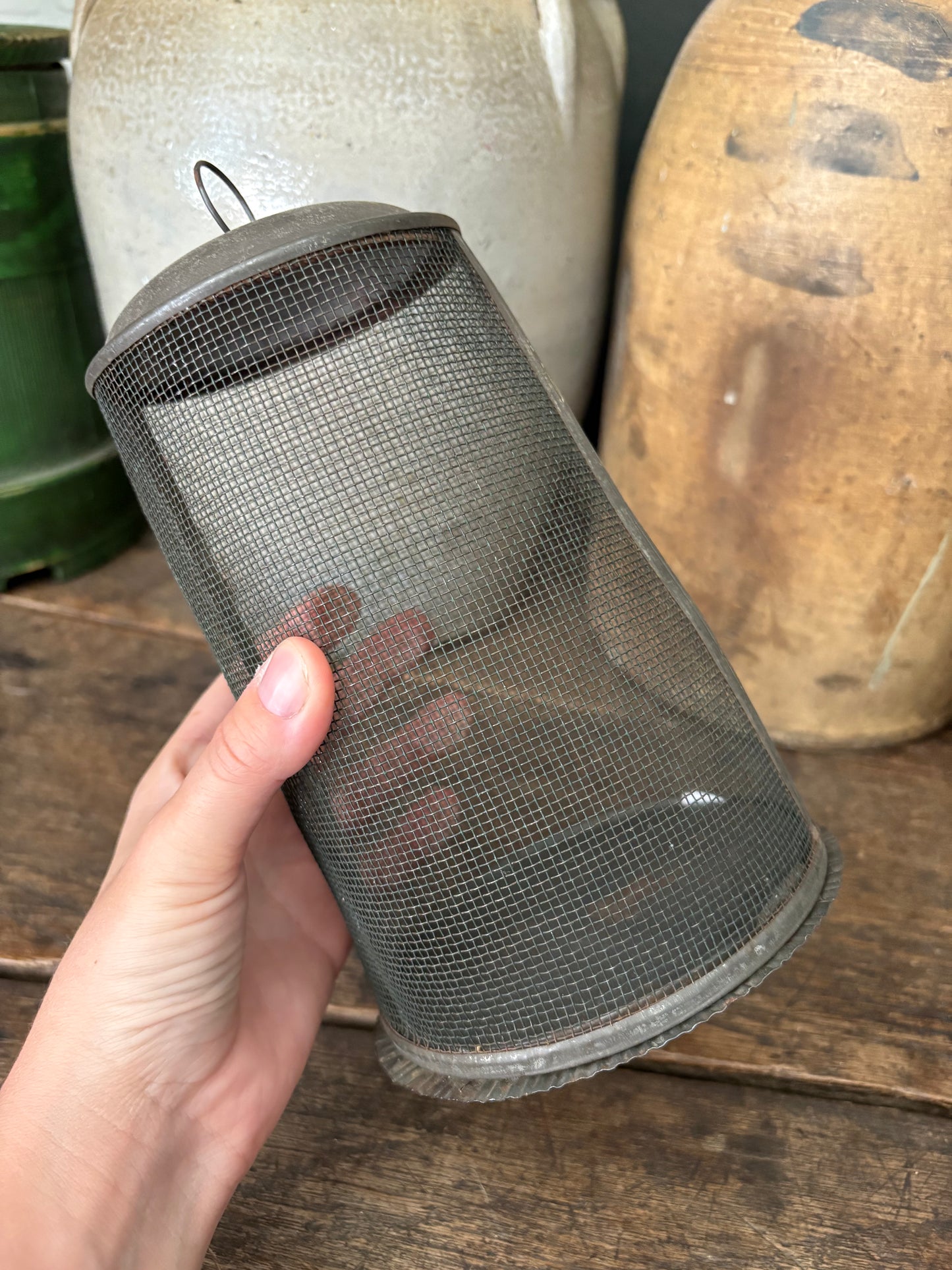 Antique tin and wire fly trap