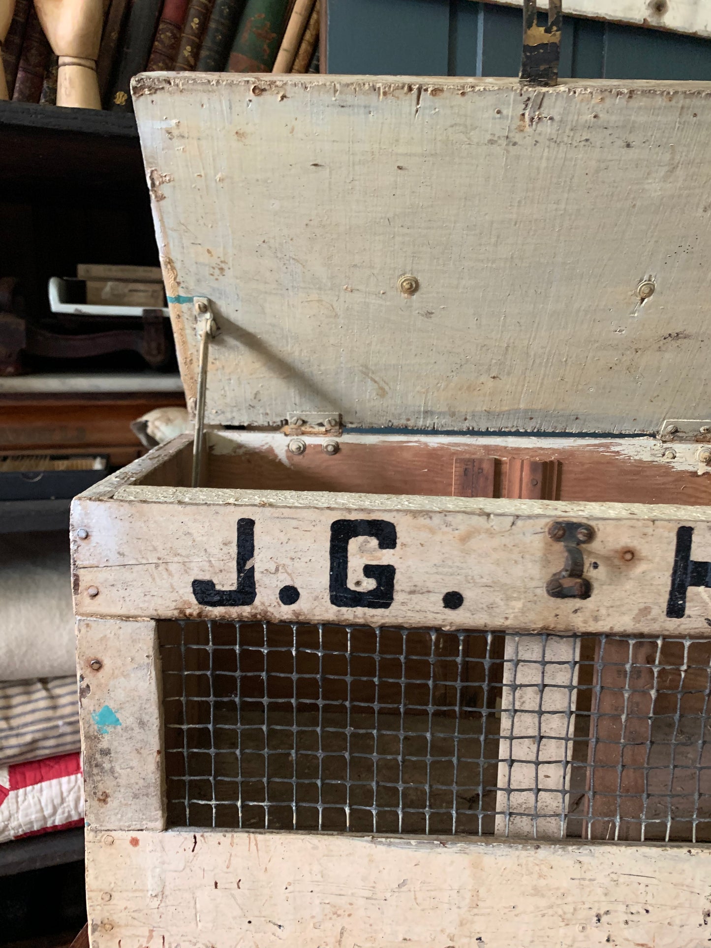 Vintage wooden animal carrier