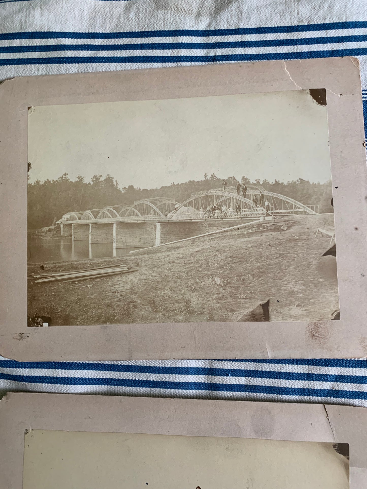 Vintage photos of men on bridge
