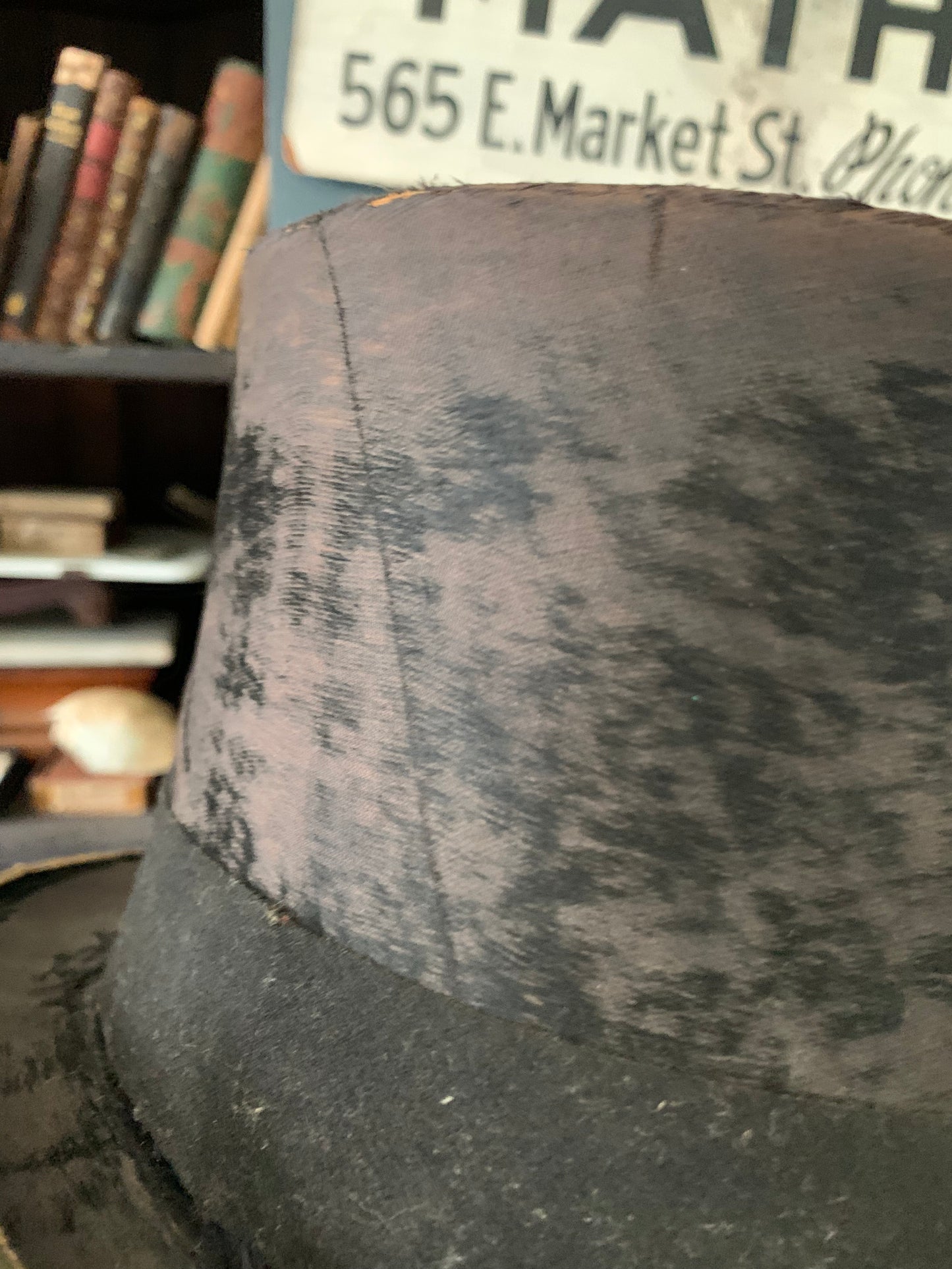 Antique 1800s leather hat box with original hat