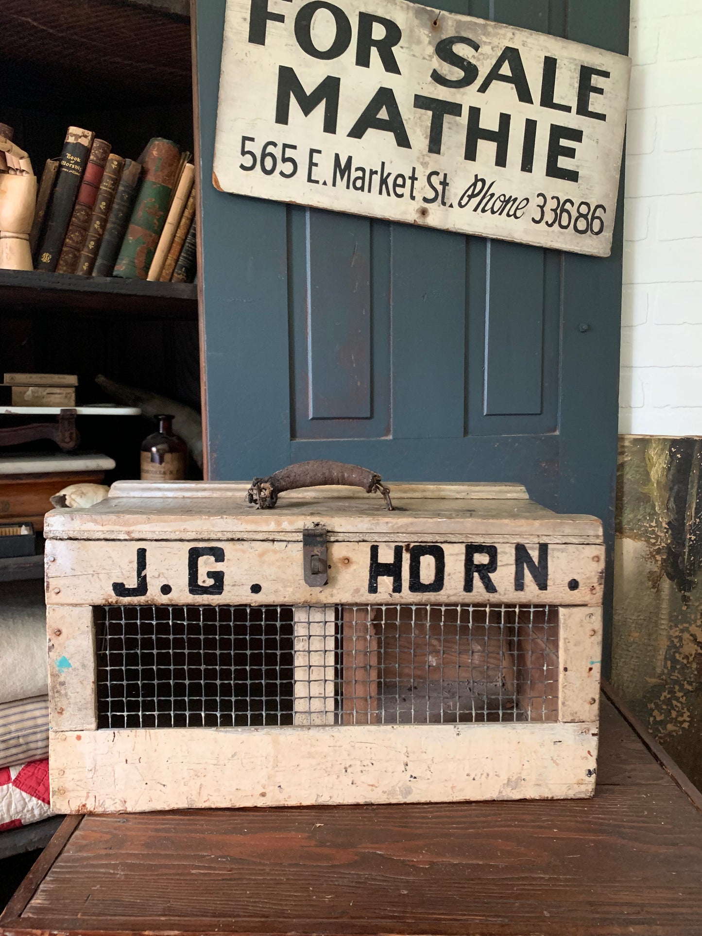 Vintage wooden animal carrier