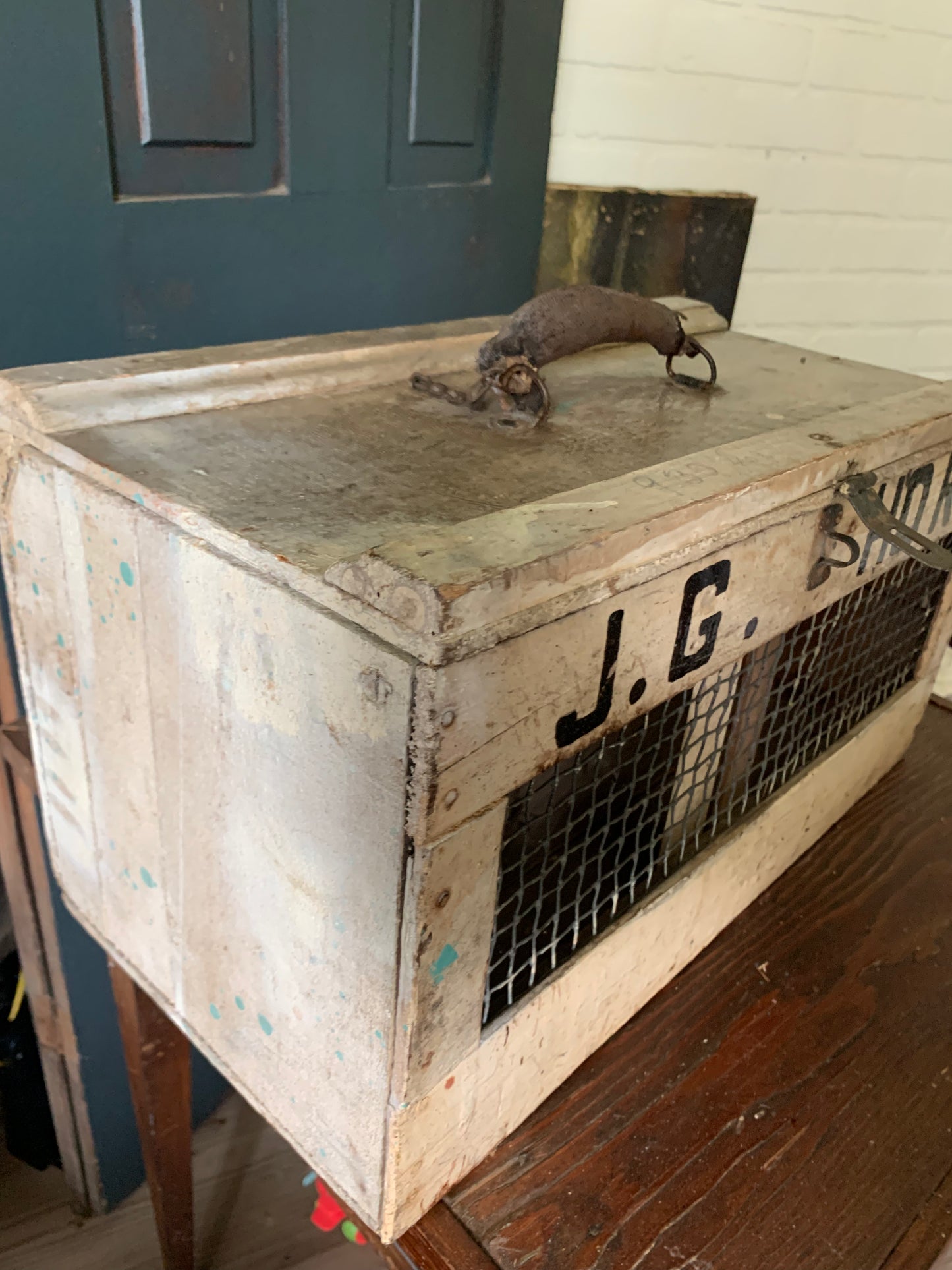 Vintage wooden animal carrier