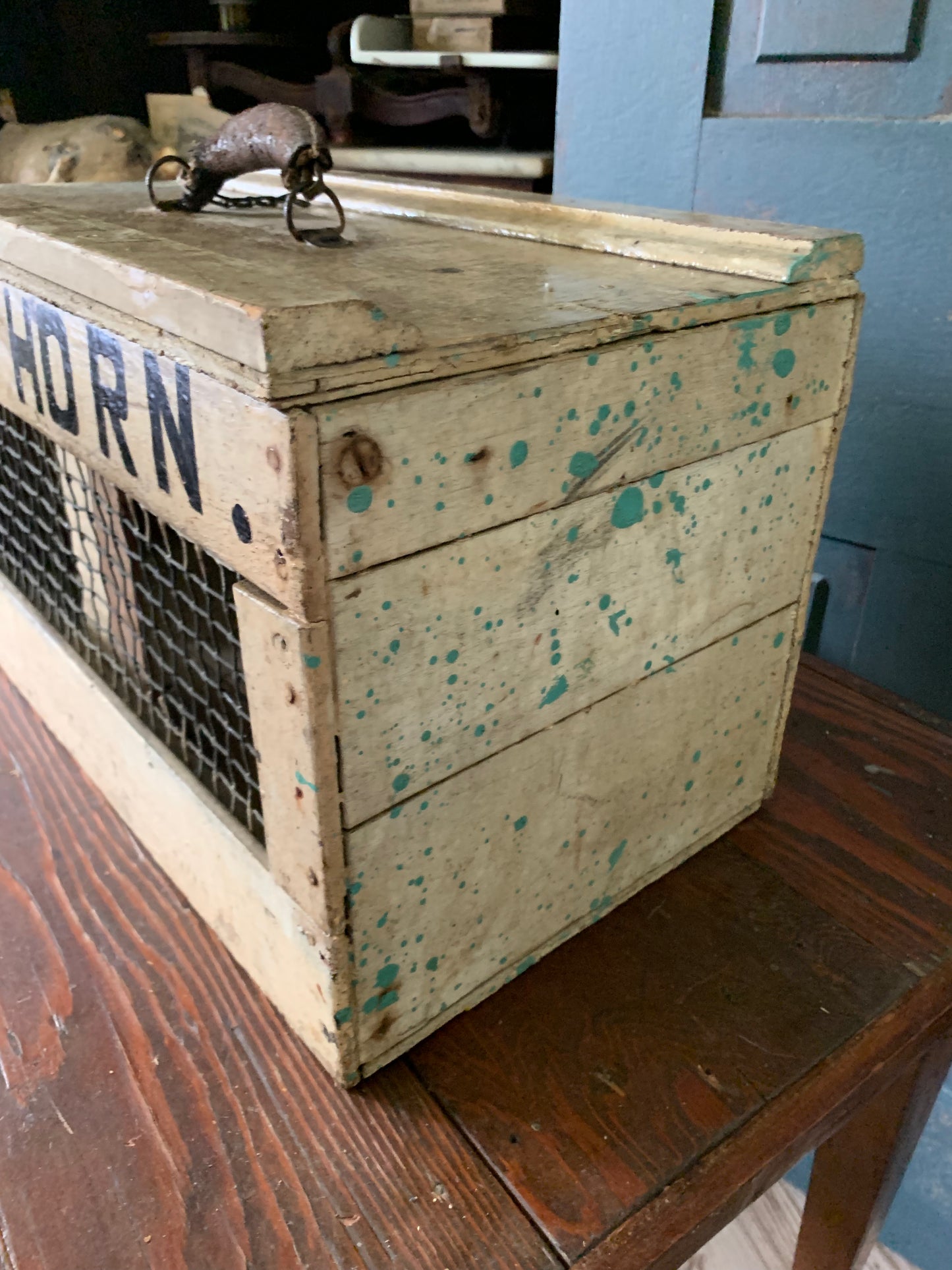 Vintage wooden animal carrier