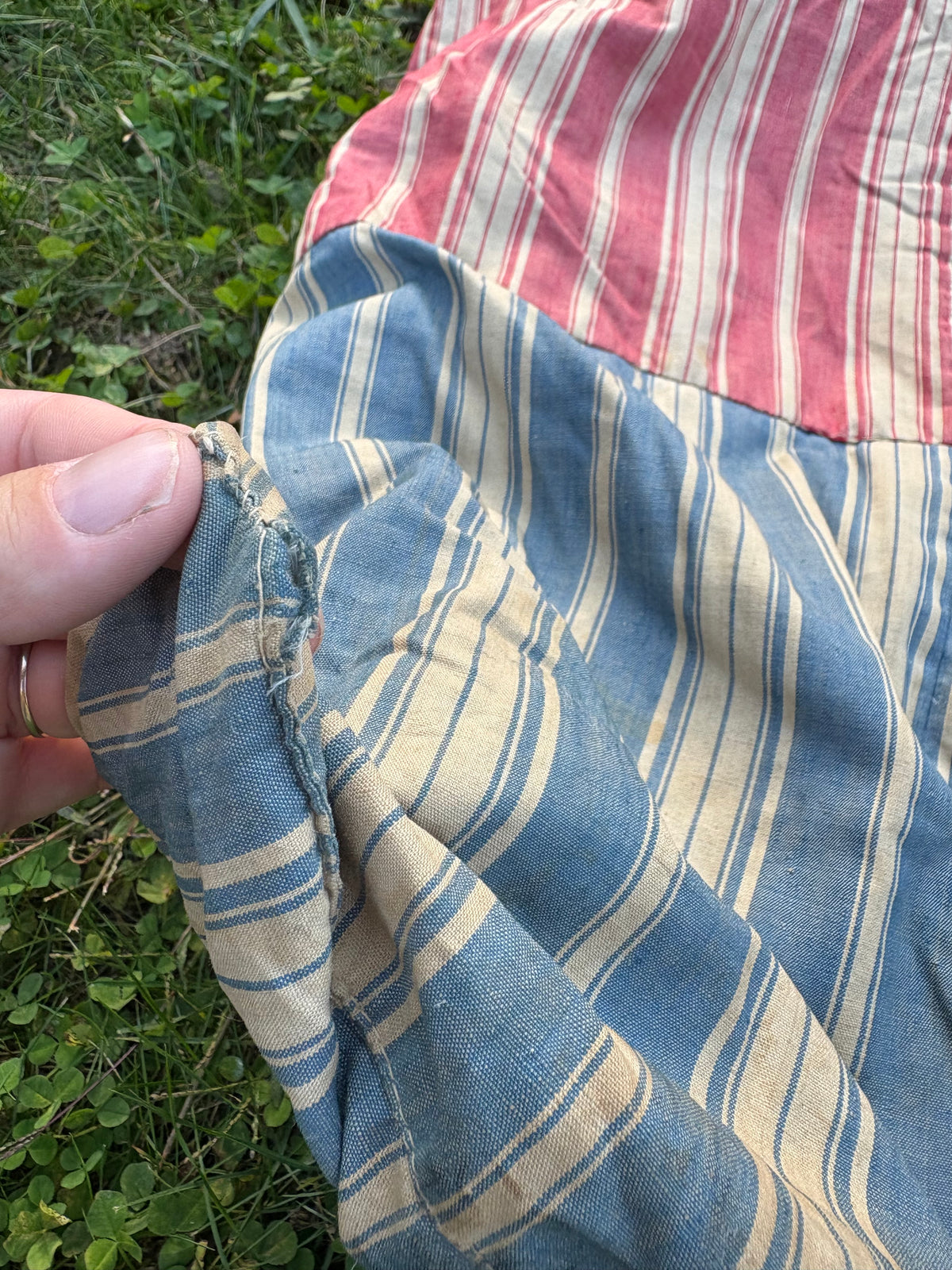 Vintage ticking stripe feather mattress