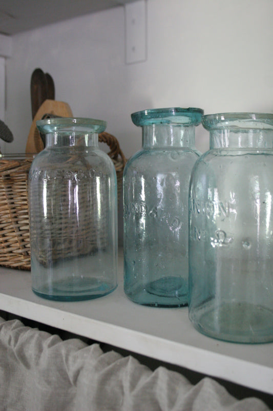 Antique aqua fruit jars