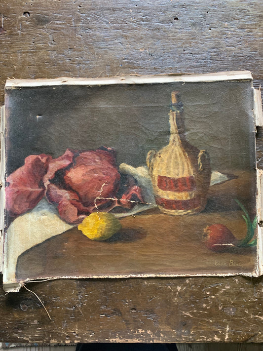 Vintage still life painting on canvas