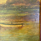 Antique oil painting on board landscape framed & signed
