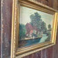 Antique oil painting on canvas | landscape cottage