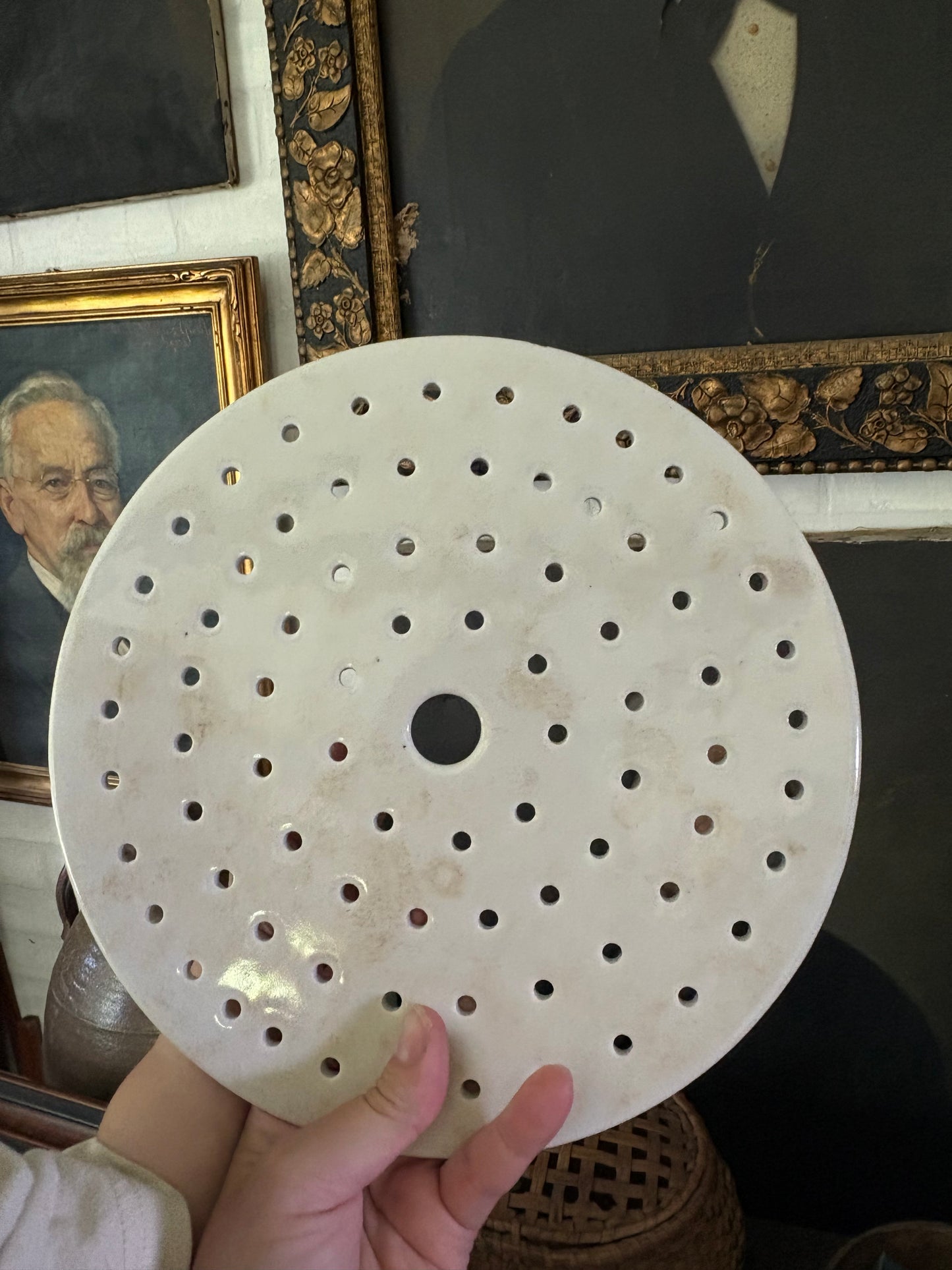 Vintage crazed porcelain drain plate