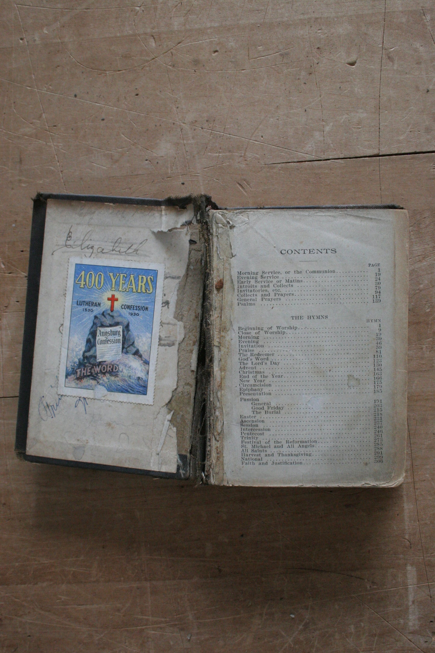 Antique HYMNS book 1800s with dried flowers