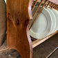 Vintage wooden wall plate rack with scallop detail