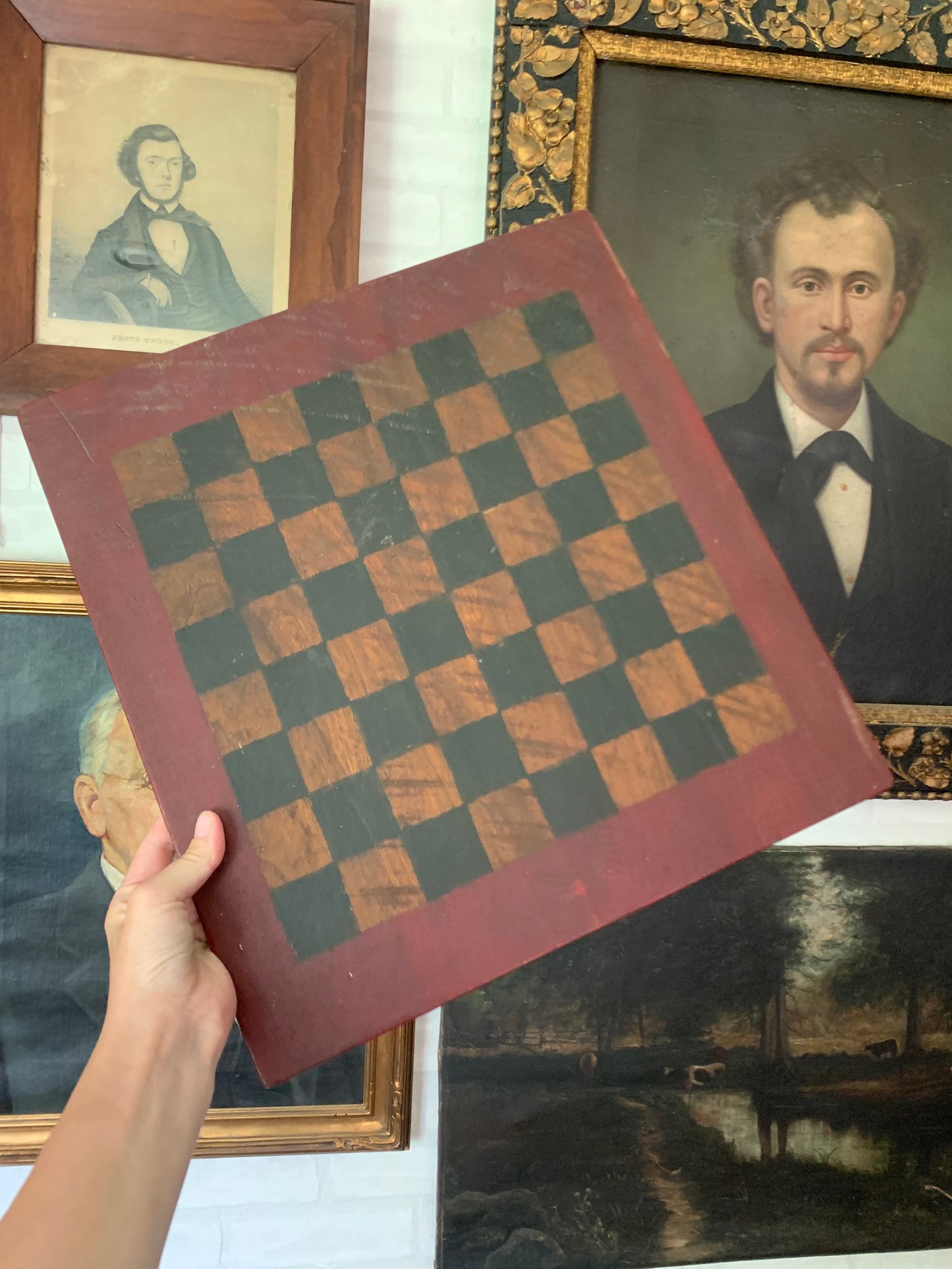 Vintage handmade checker | game board