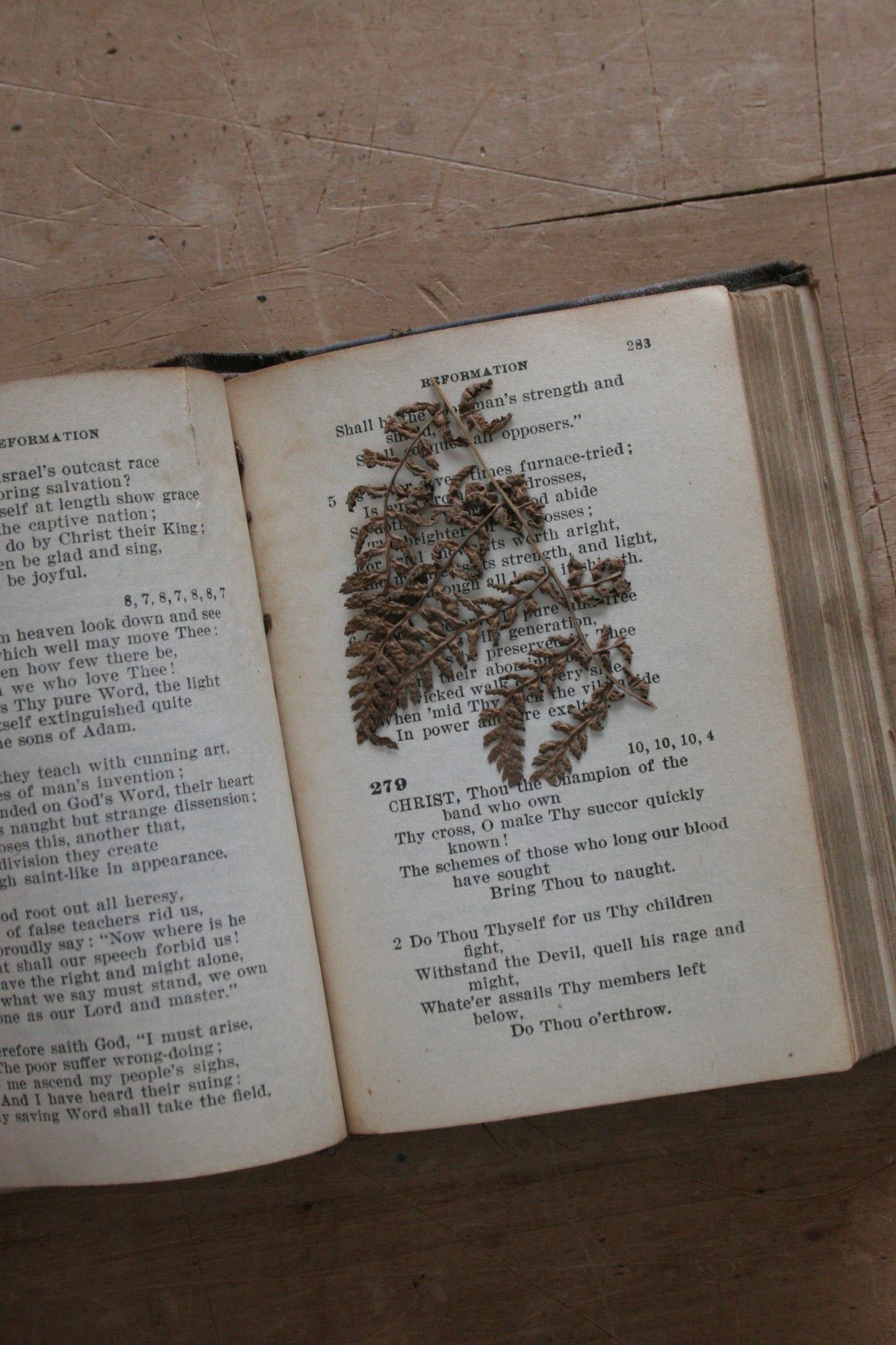 Antique HYMNS book 1800s with dried flowers