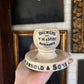 Antique advertising match strike and holder