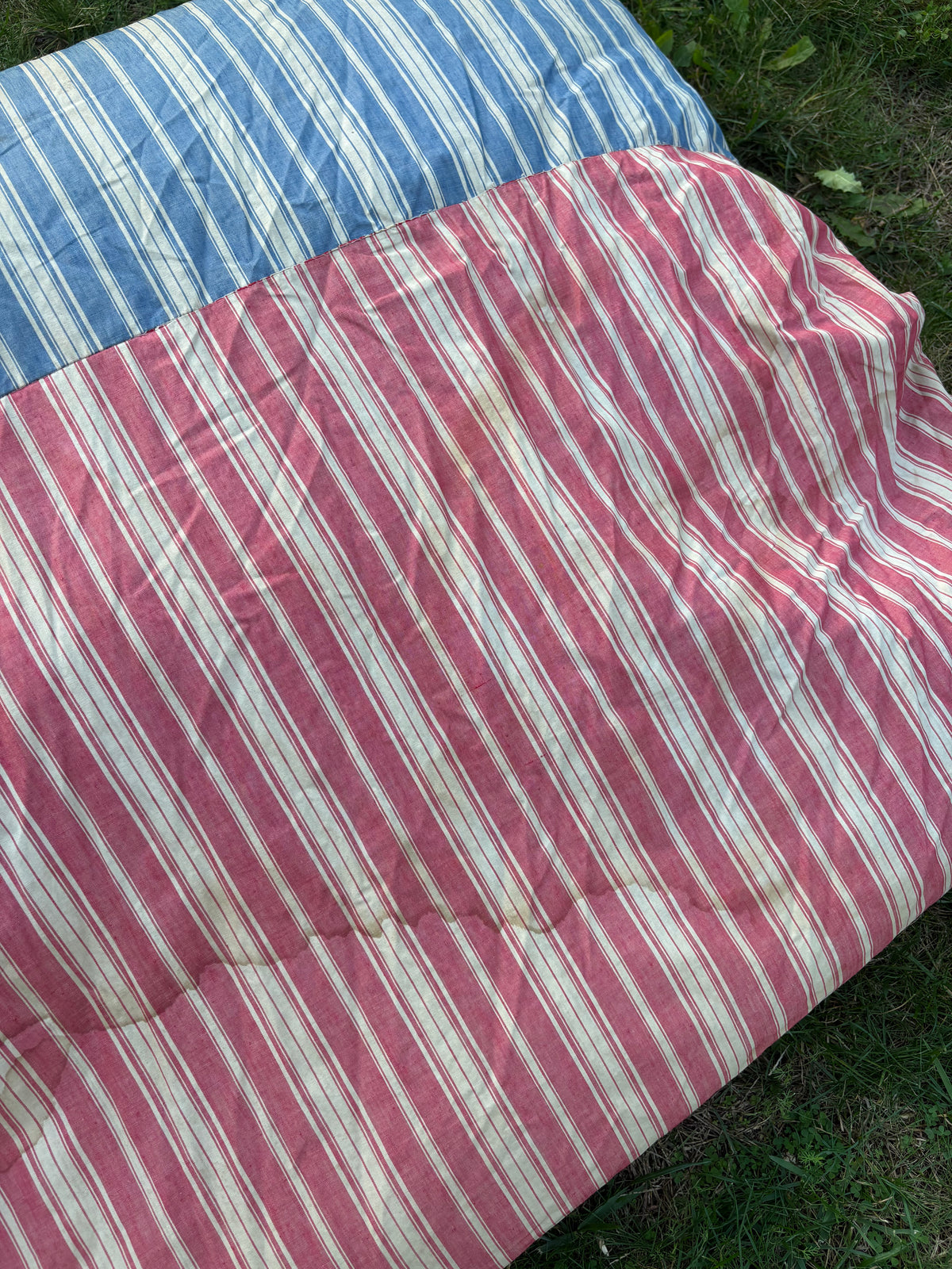 Vintage ticking stripe feather mattress