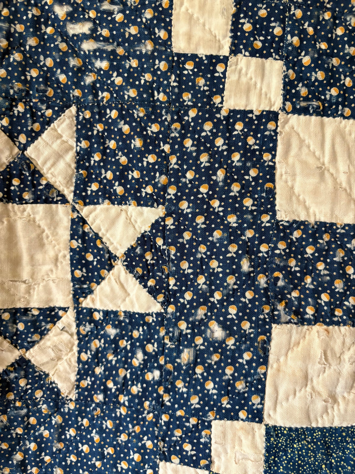 Early Antique star pattern quilt | indigo blue