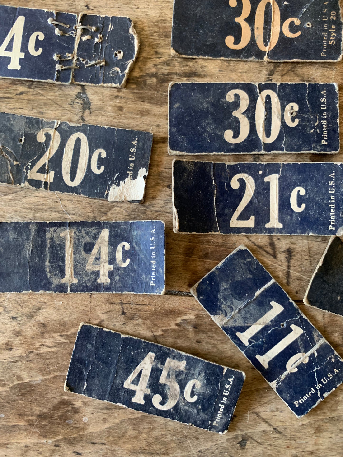 Vintage double sided cardboard price tags | general store