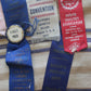 Antique fair poultry ribbons & metal cow