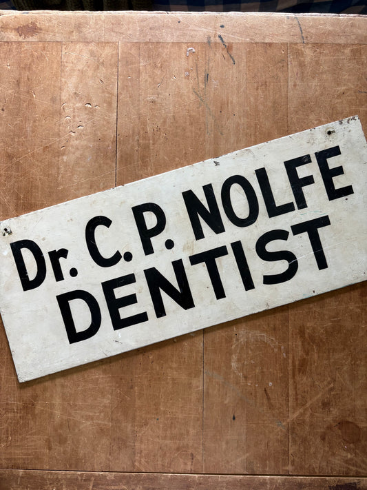 Antique metal DENTIST sign - Double sided
