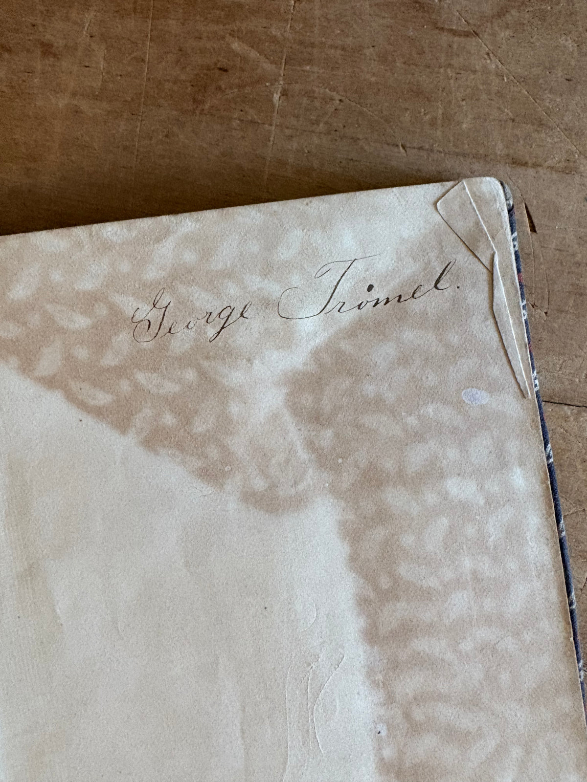 Antique early fabric covered school book