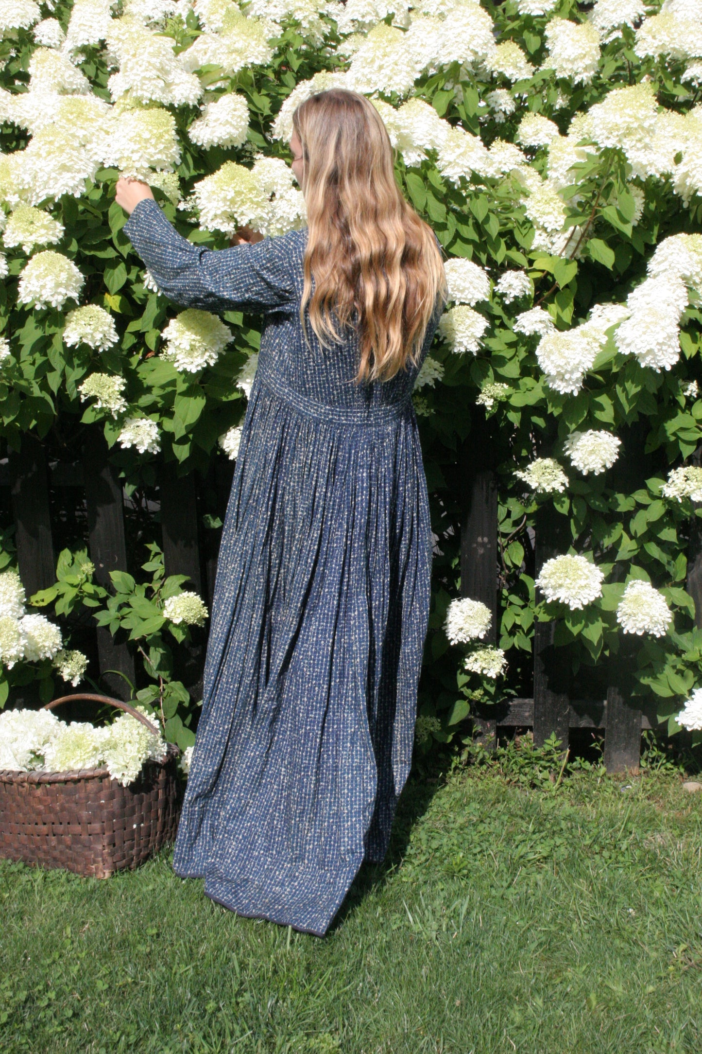 Antique victorian calico blue house dress