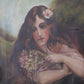 Antique portrait painting of woman on canvas