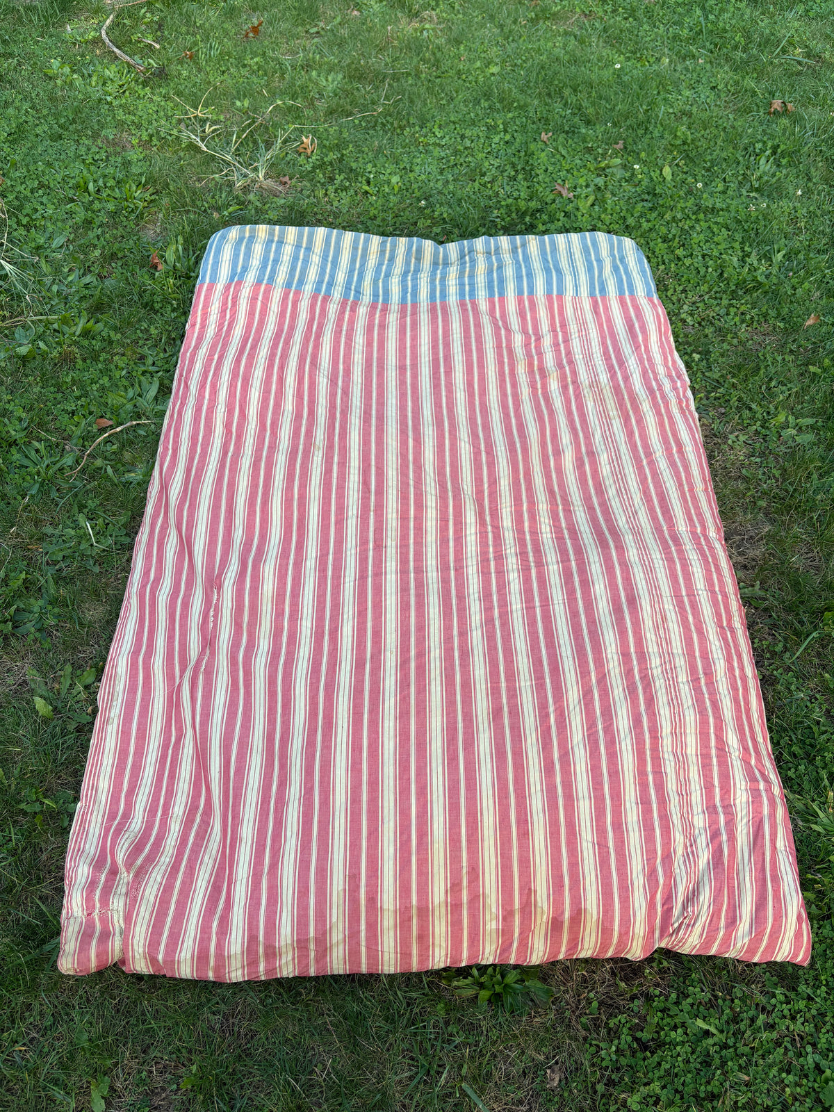 Vintage ticking stripe feather mattress