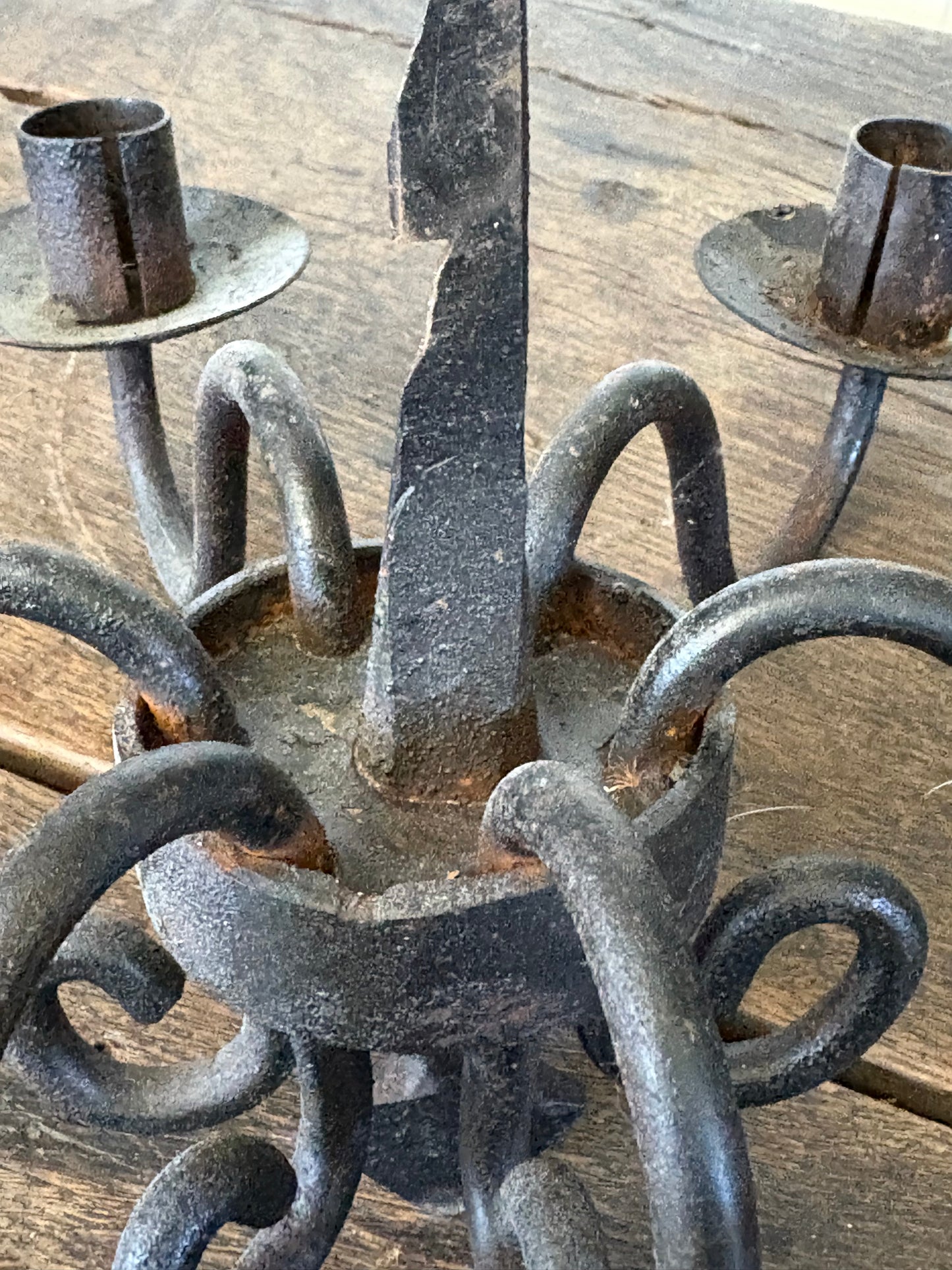 Antique wrought iron candle chandelier