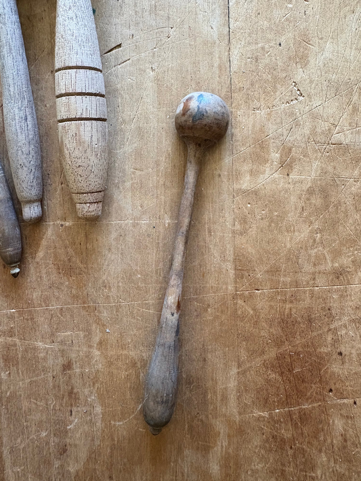 Antique primitive wooden salt spoon