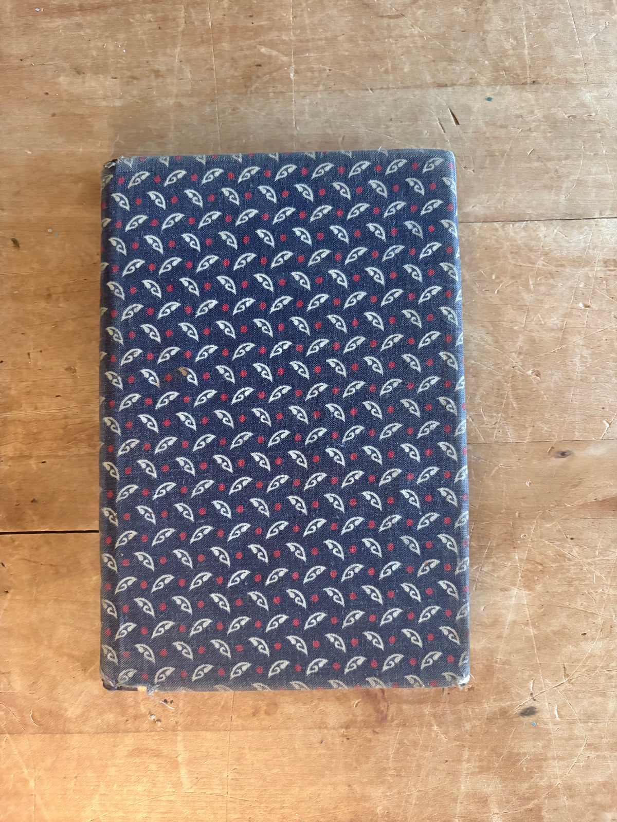 Antique early fabric covered school book